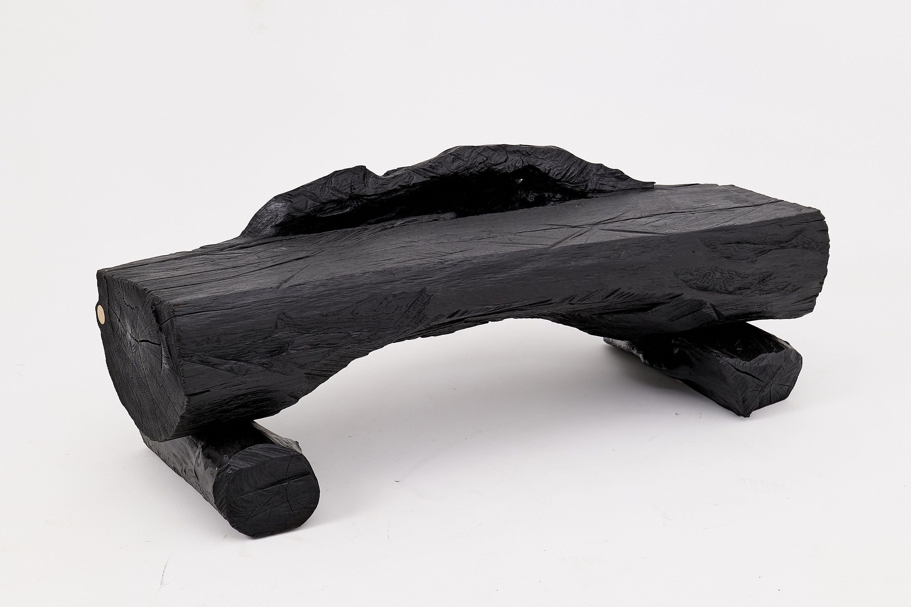 Charred Solid Wood Bench by Logniture  Organic Modern Sculptural Seat