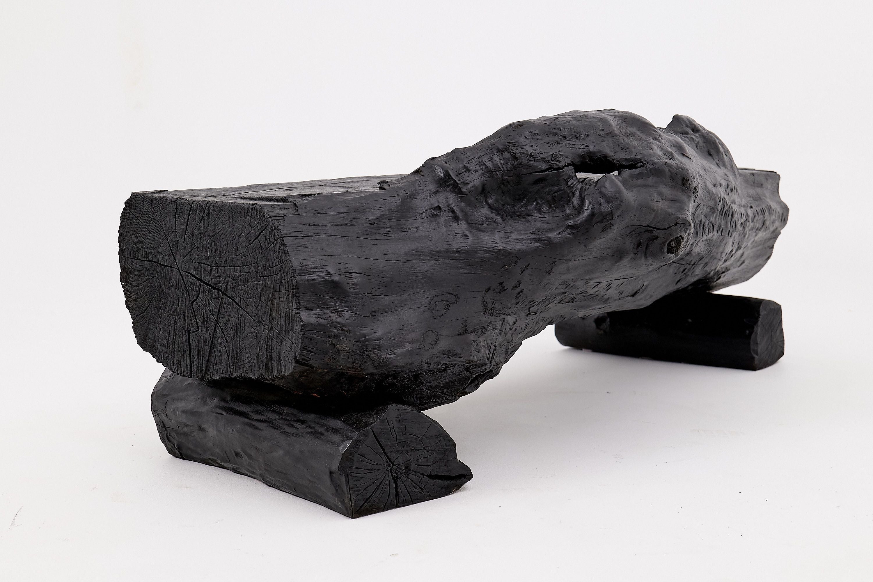 Charred Solid Wood Bench by Logniture 