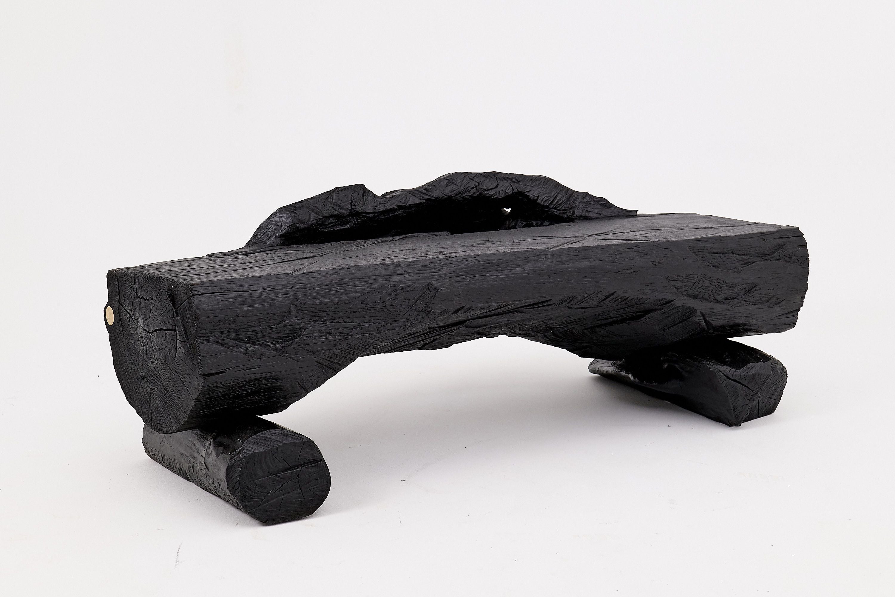 Charred Solid Wood Bench by Logniture 