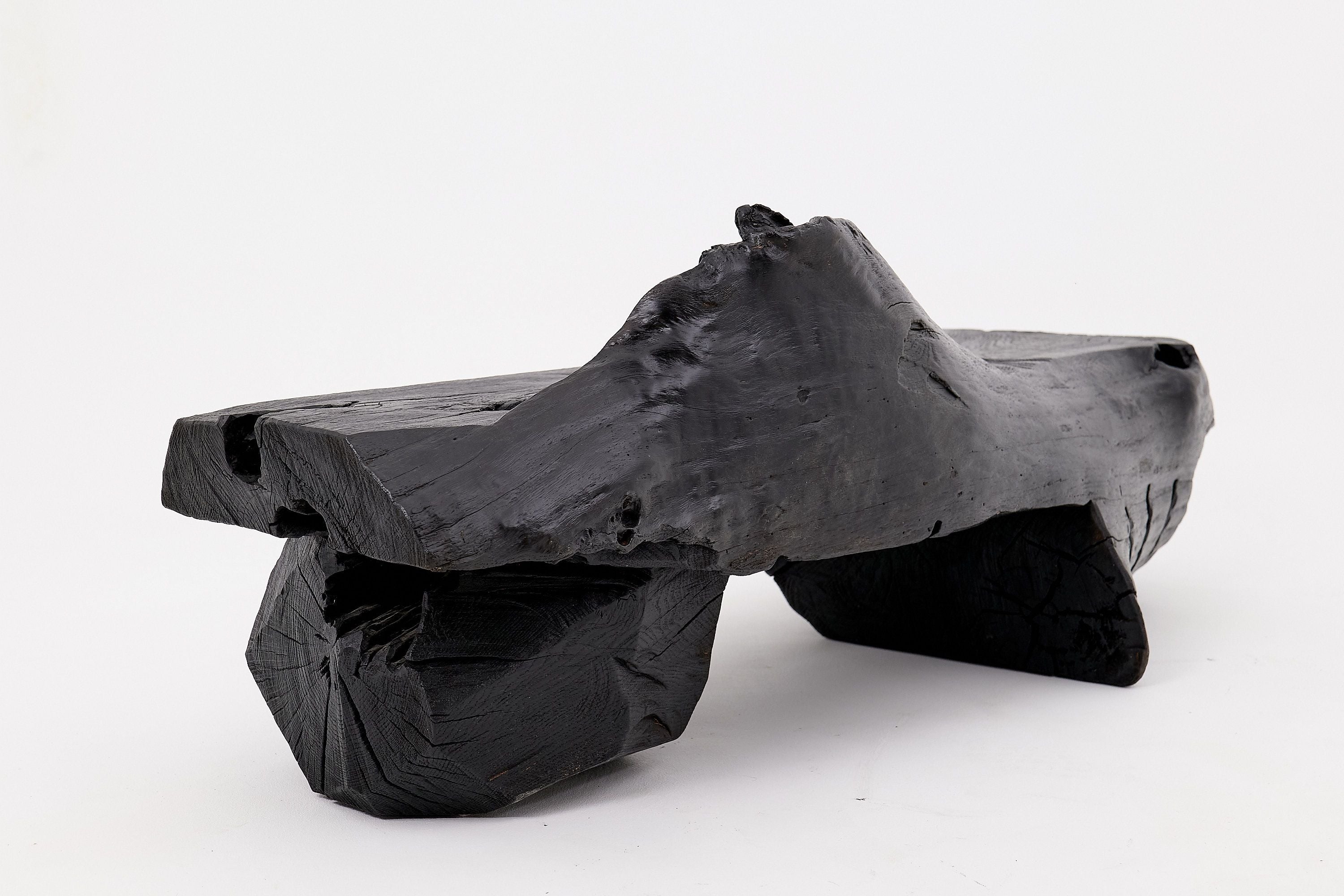 Charred Solid Wood Bench by Logniture 