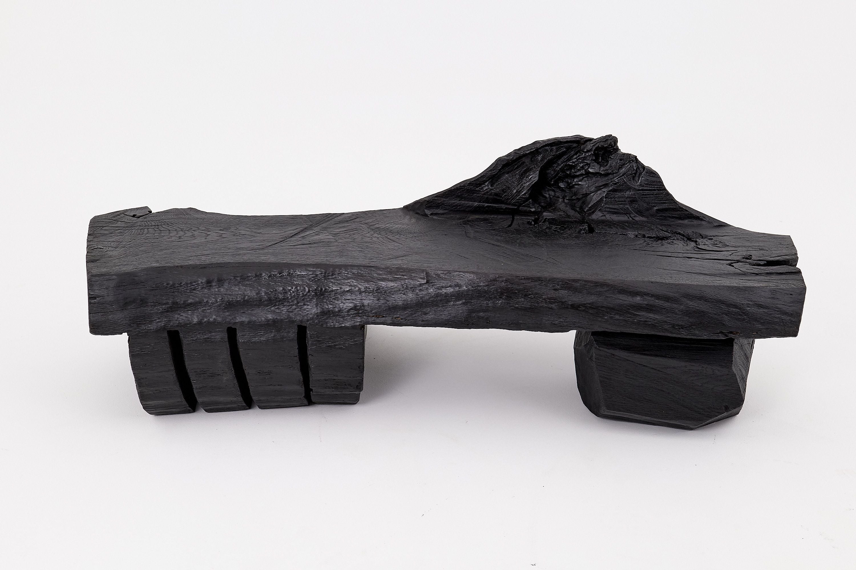 Charred Solid Wood Bench by Logniture 