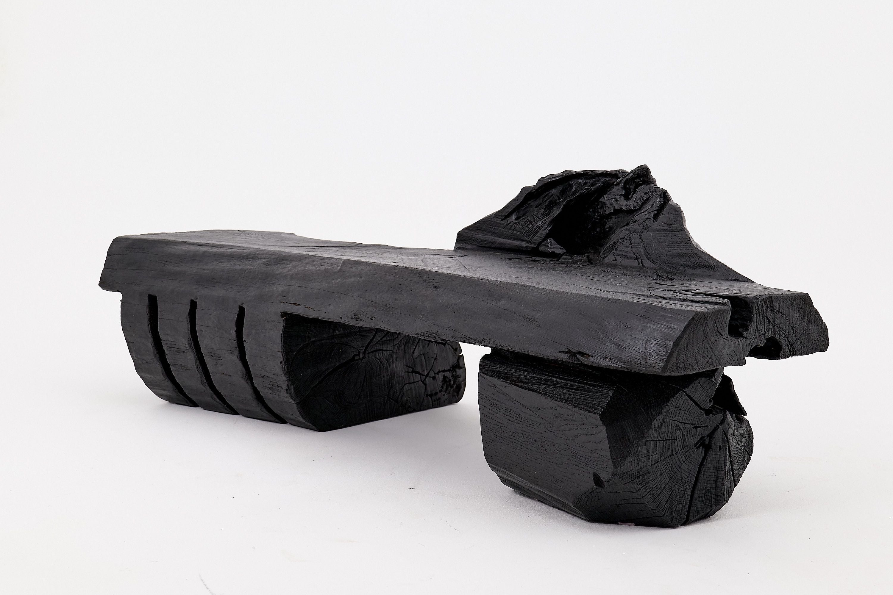 Charred Solid Wood Bench by Logniture 