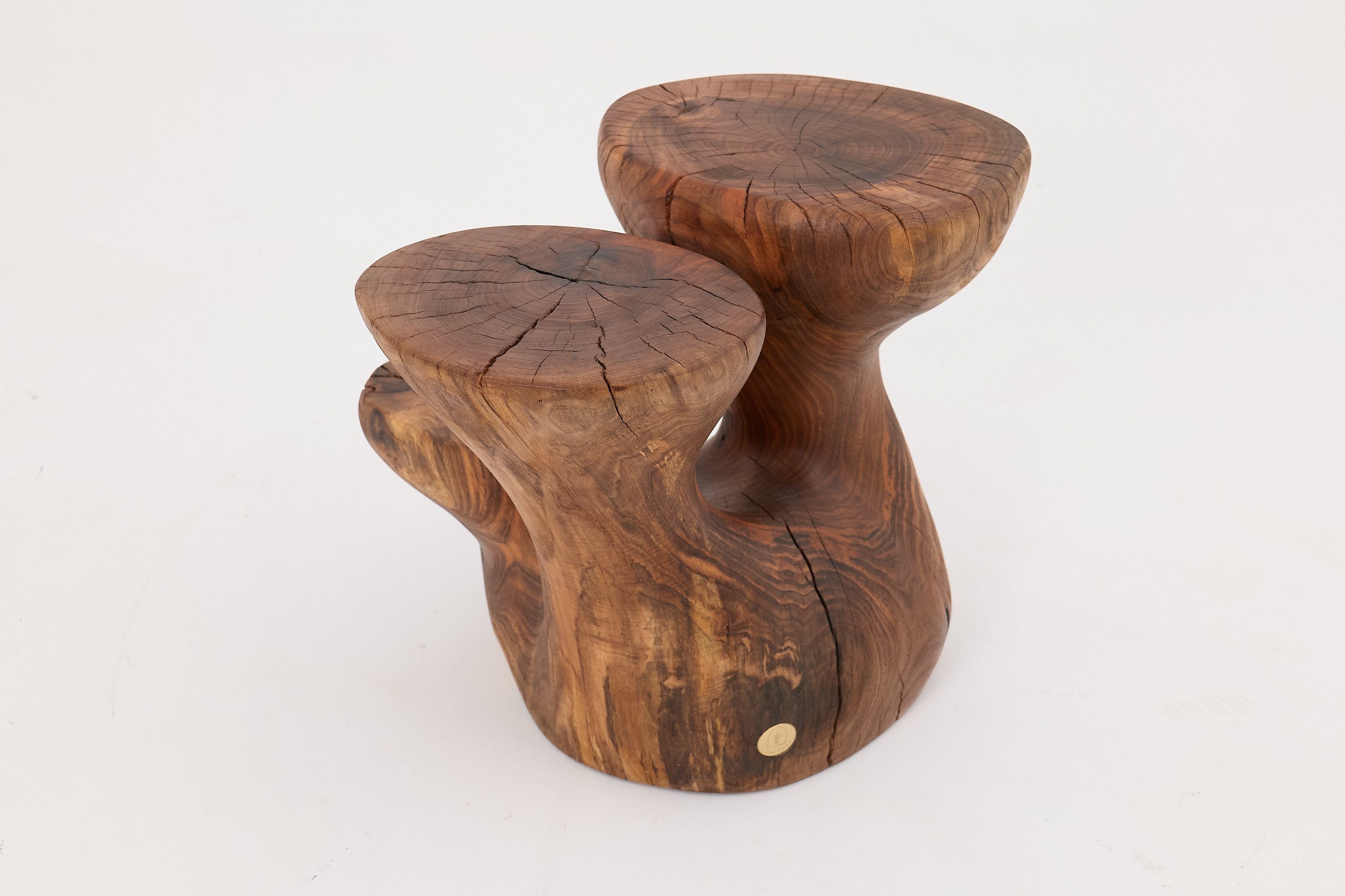 Walnut Solid Wood Sculptural Side Table, Original Contemporary Design - image 7