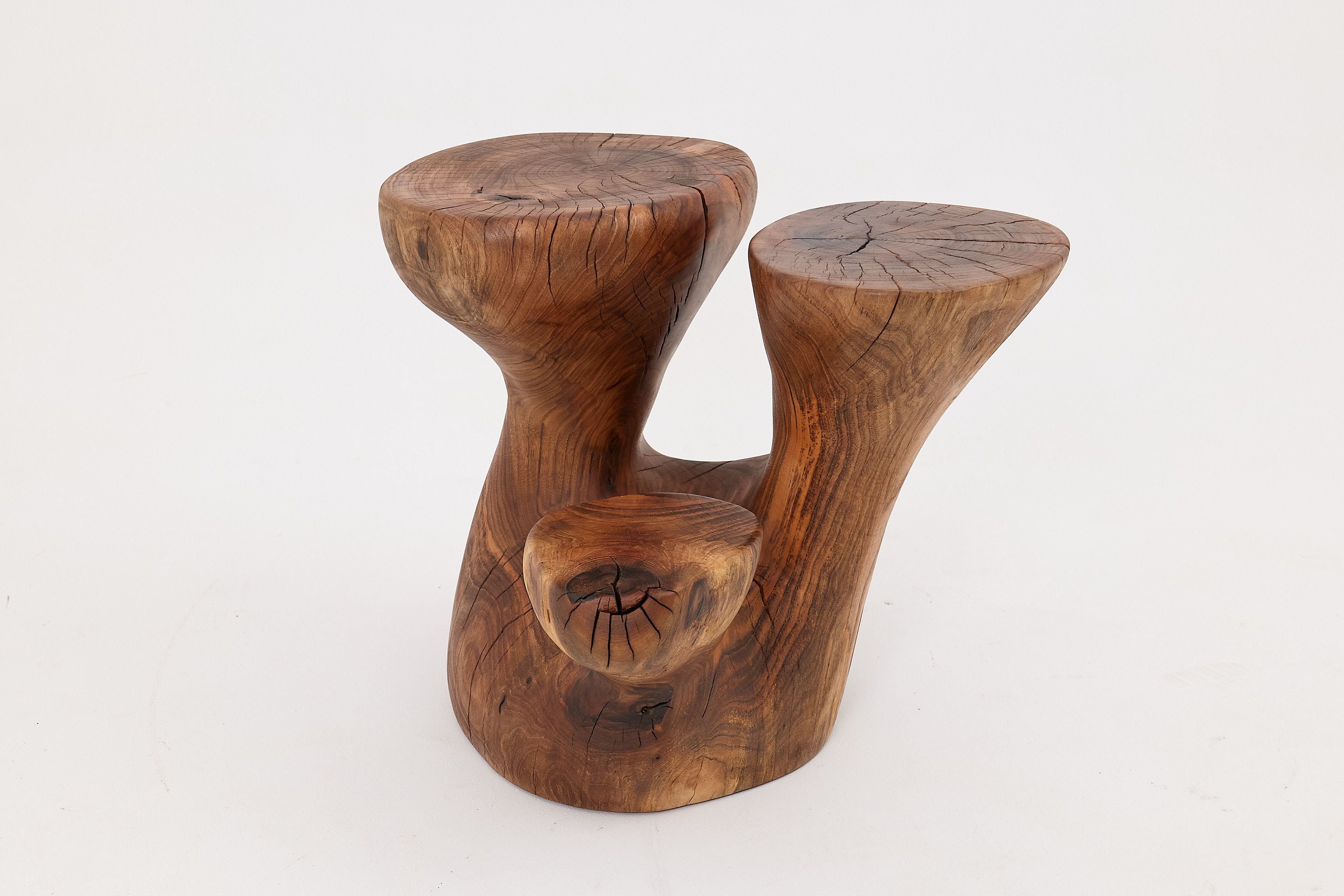 Walnut Solid Wood Sculptural Side Table, Original Contemporary Design - image 3