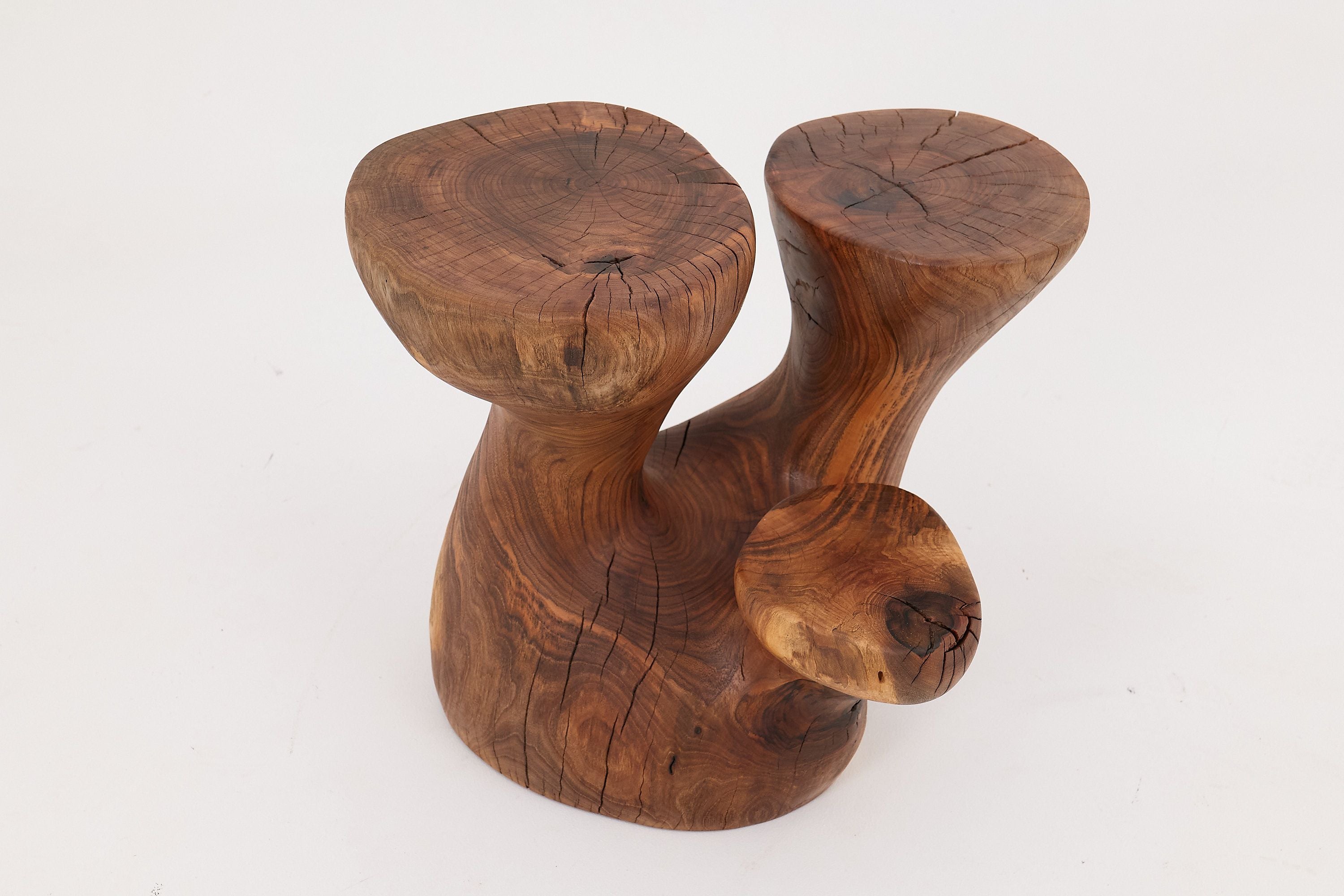 Walnut Solid Wood Sculptural Side Table, Original Contemporary Design - image 13