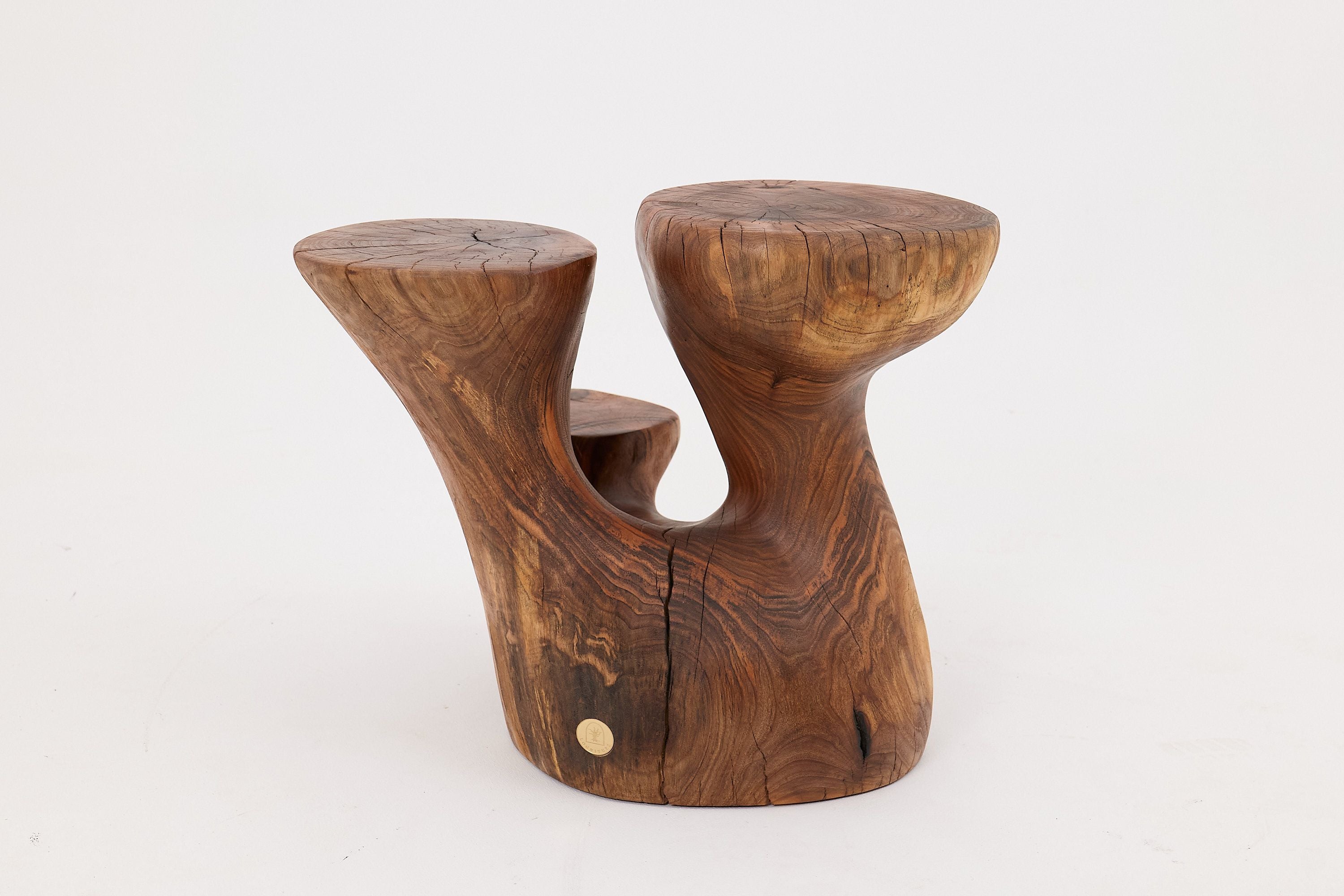 Walnut Solid Wood Sculptural Side Table, Original Contemporary Design - image 9