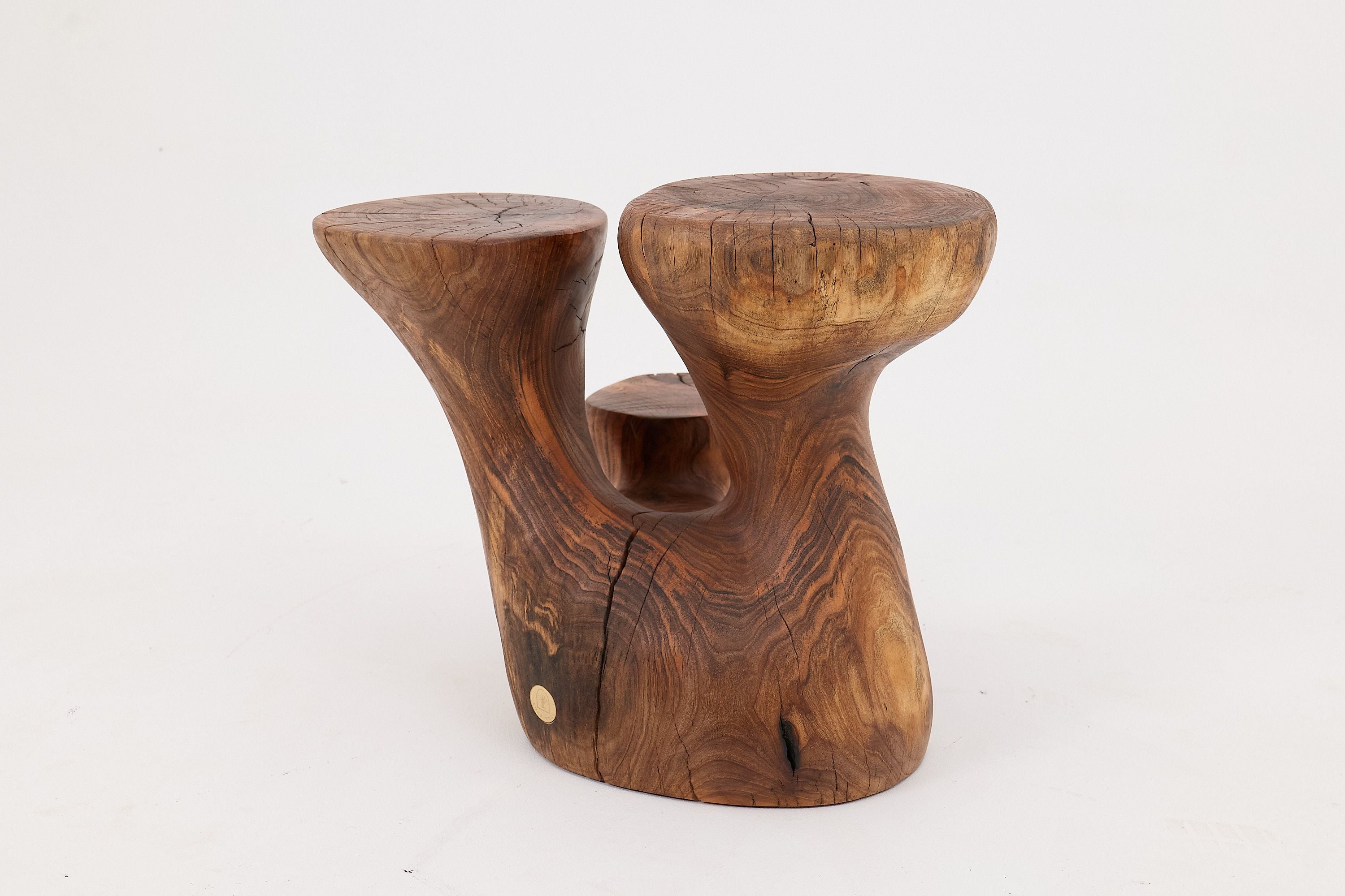 Walnut Solid Wood Sculptural Side Table, Original Contemporary Design - image 10