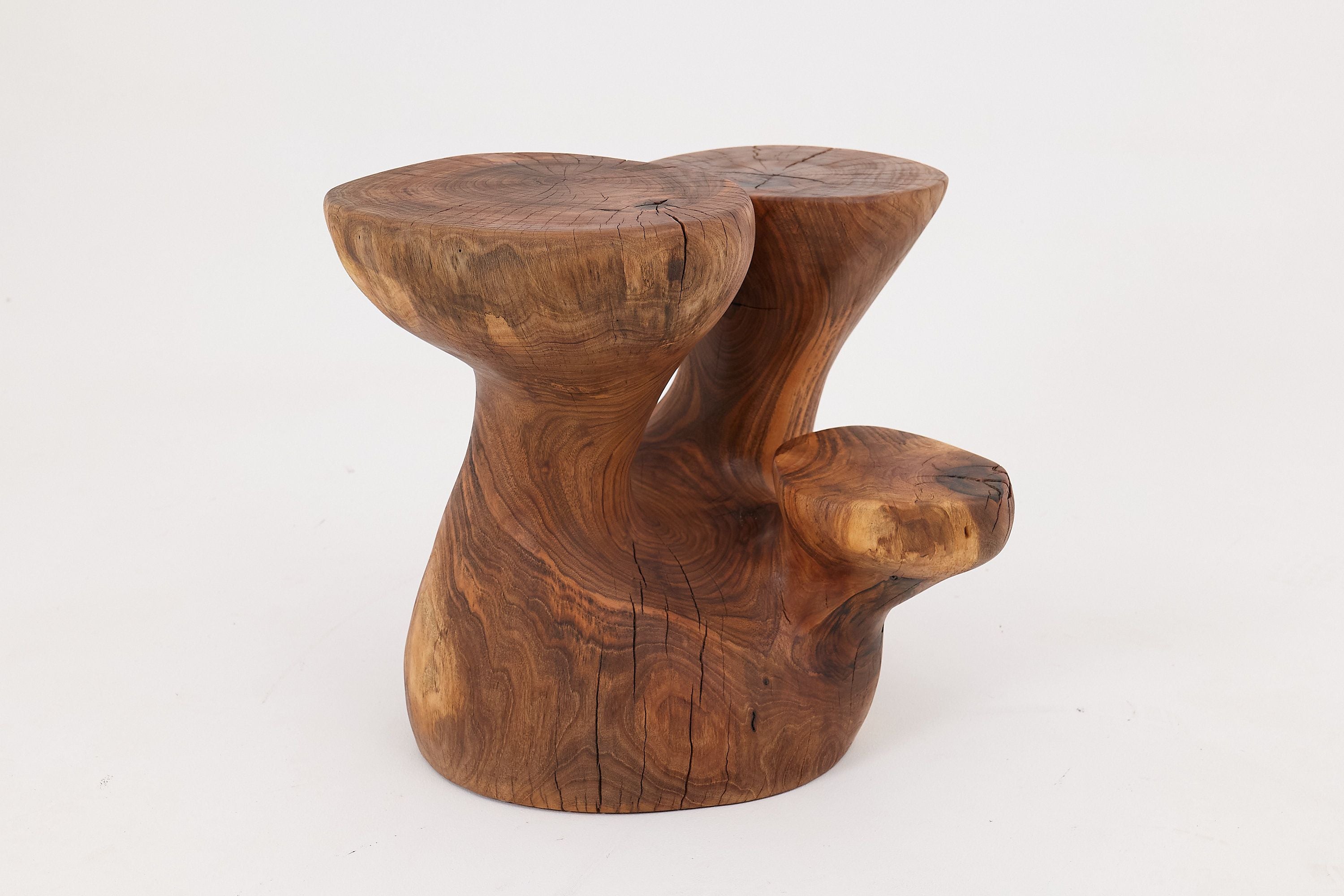 Walnut Solid Wood Sculptural Side Table, Original Contemporary Design - image 12