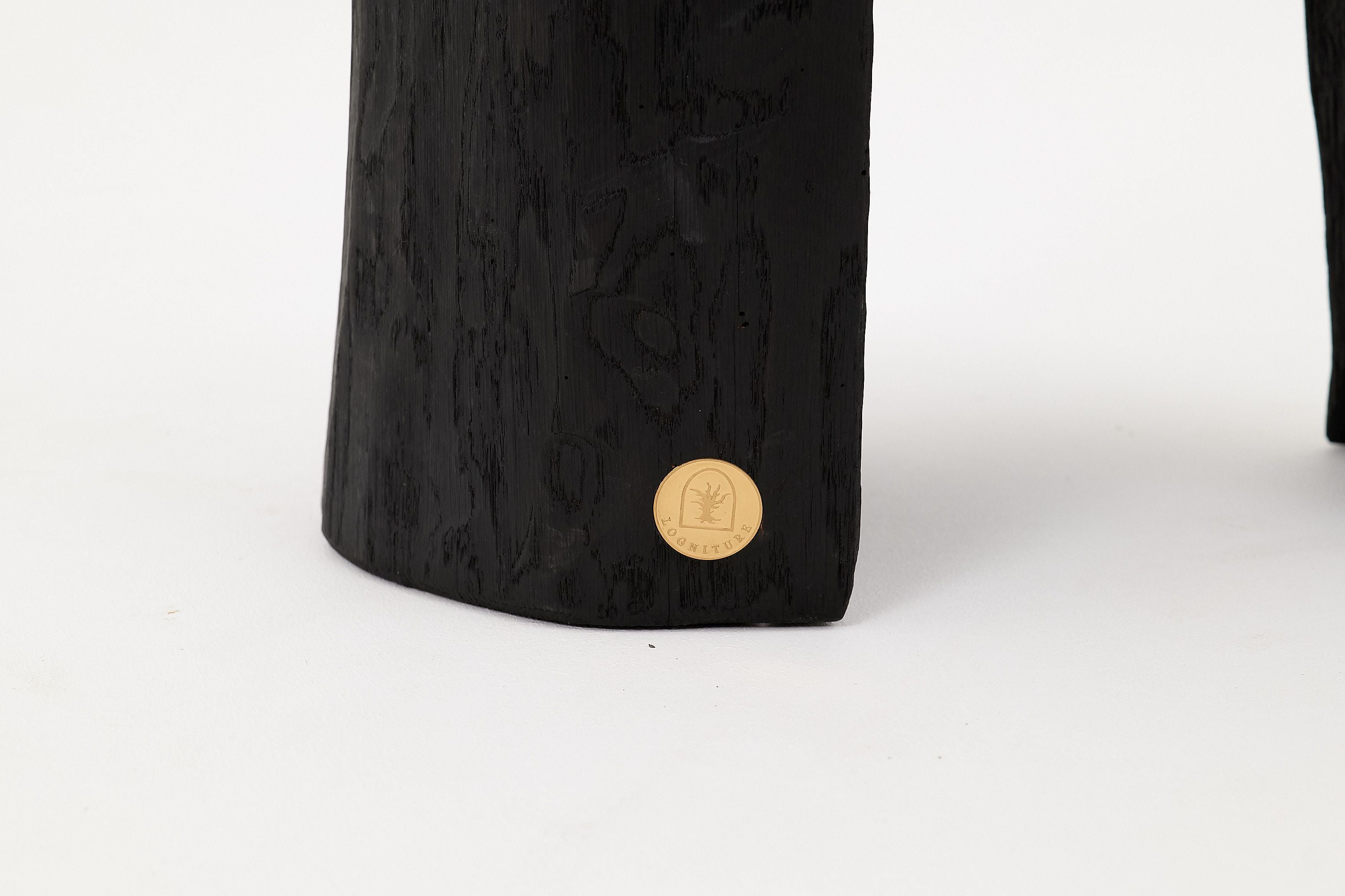 Rustic Sculptural Side Table, Burnt Black Wood, Carved, Unique, Logniture - image 4
