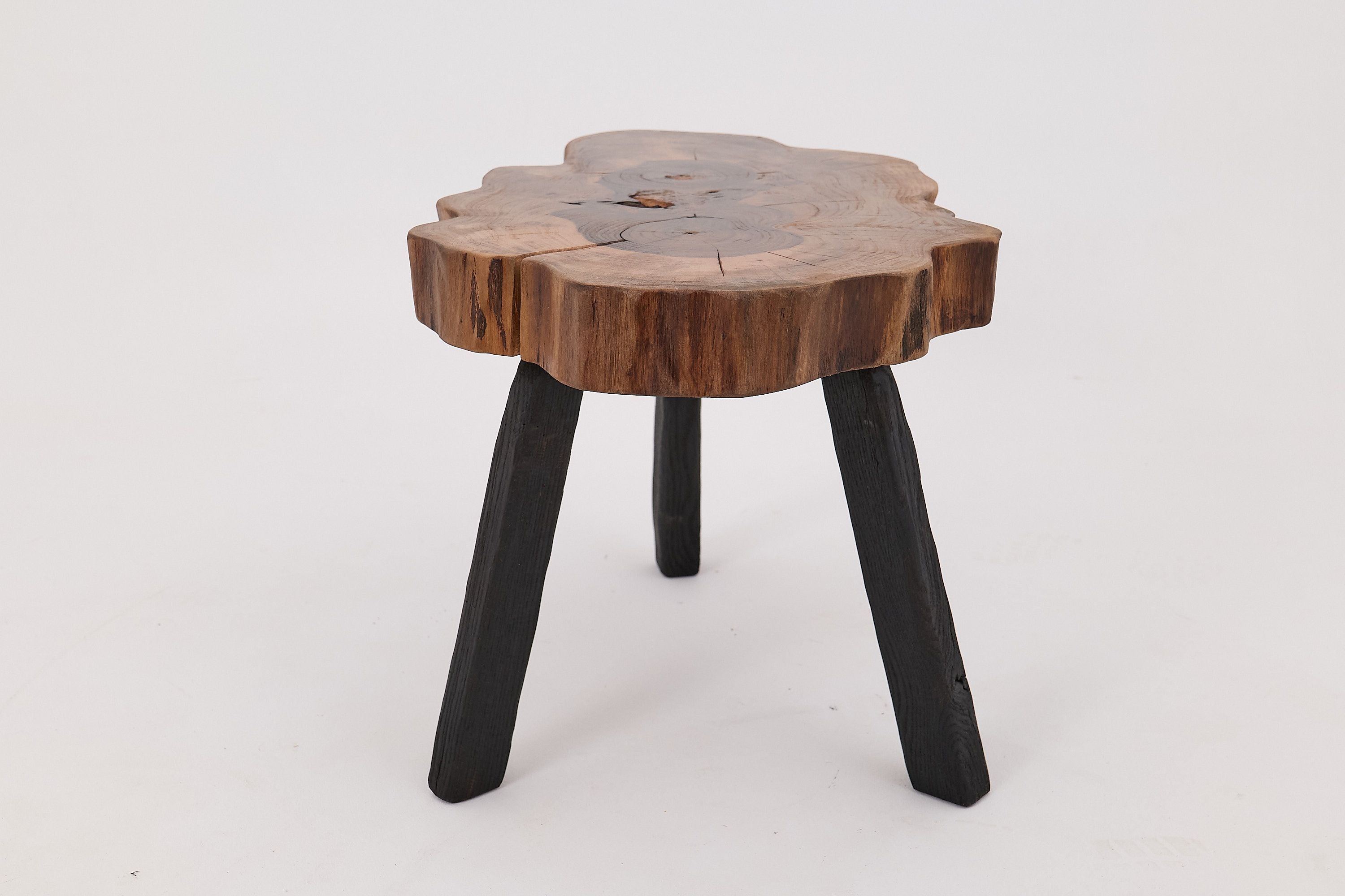 Rustic Sculptural Coffee Table, Walnut & Burnt Black Oak, Unique - image 9
