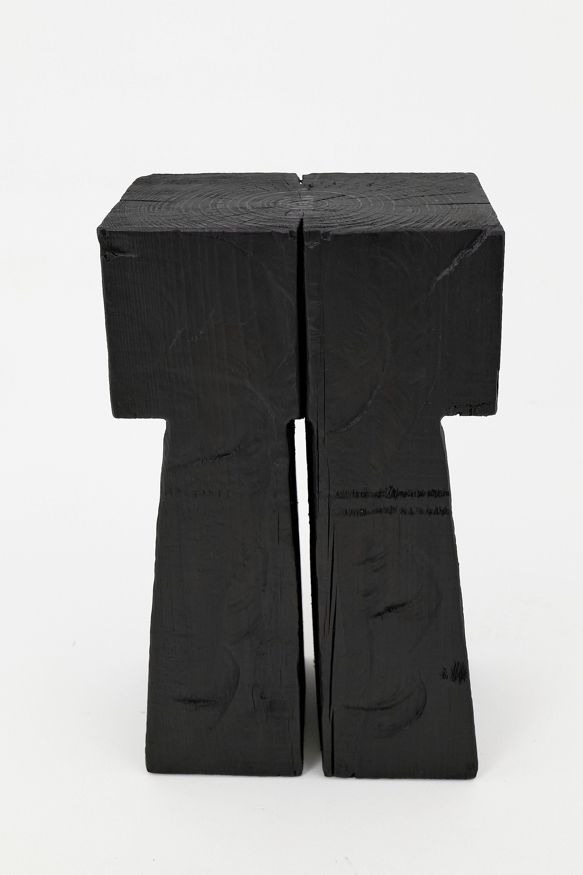 Sculptural Charred Wood Side Table in Solid Wood - image 2