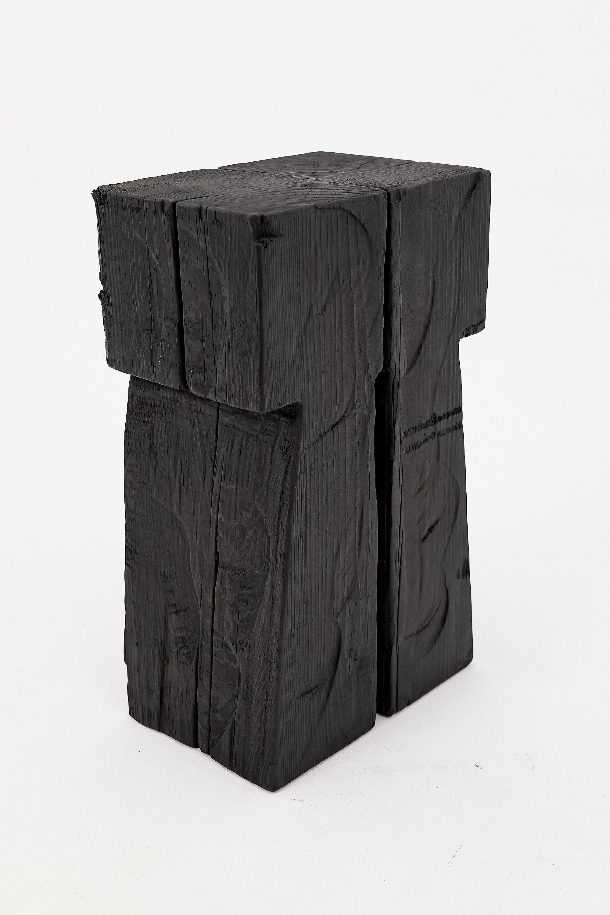 Sculptural Charred Wood Side Table in Solid Wood - image 9