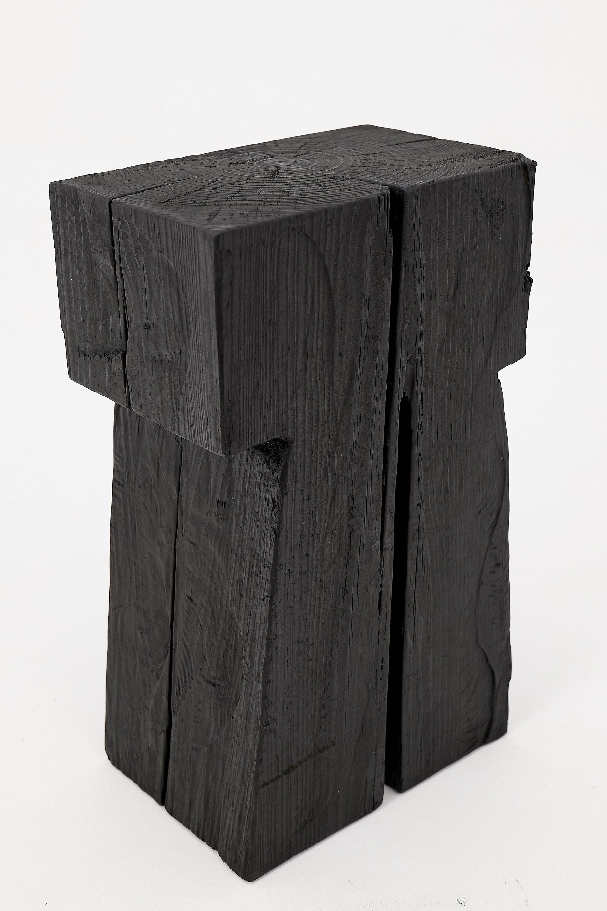 Sculptural Charred Wood Side Table in Solid Wood - image 4