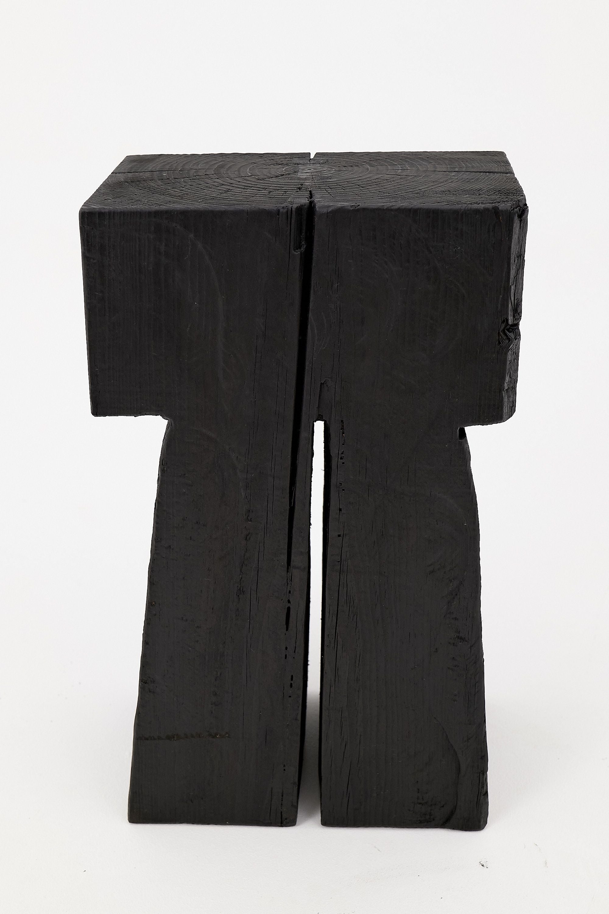 Sculptural Charred Wood Side Table in Solid Wood - image 5