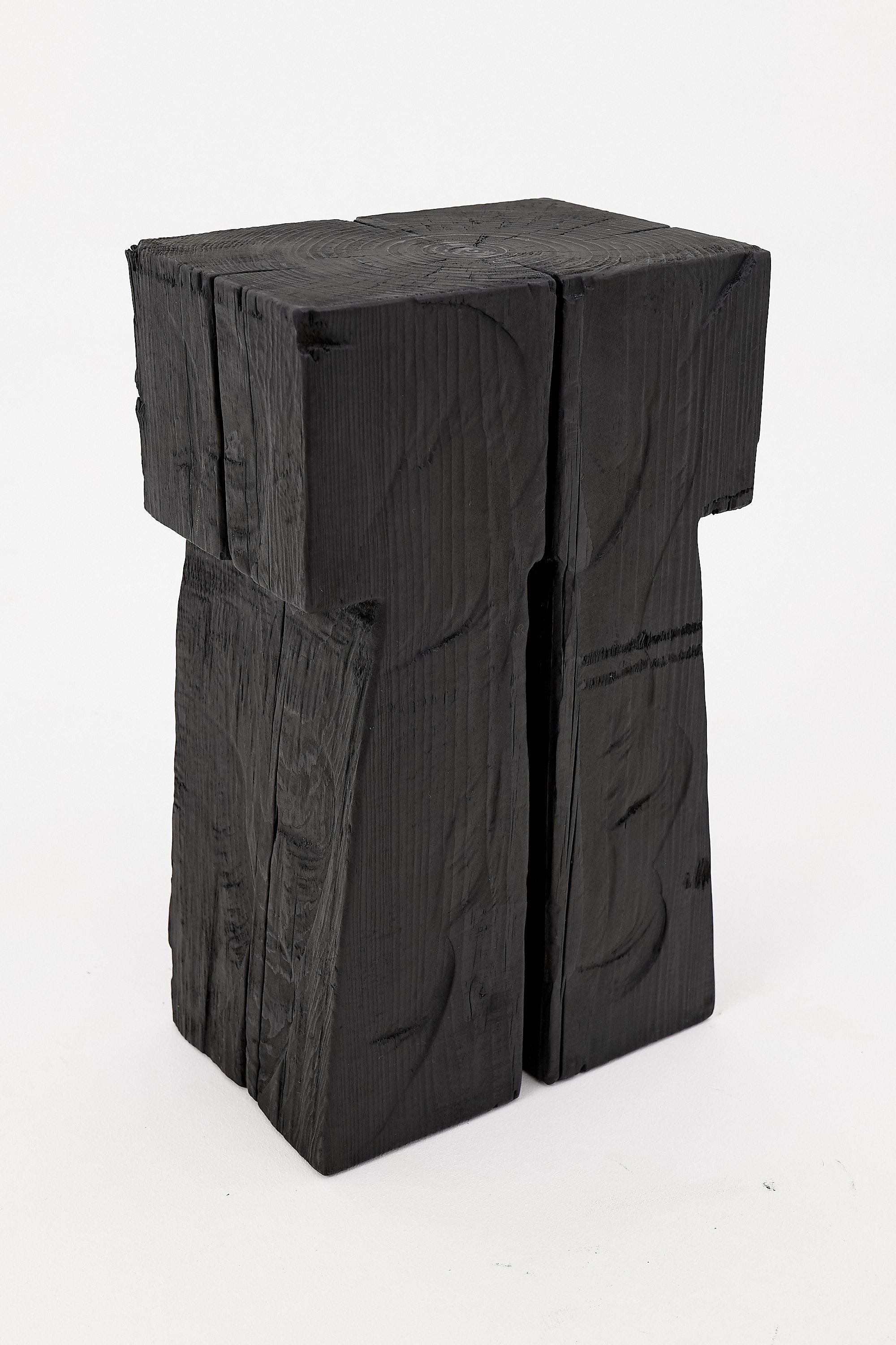 Sculptural Charred Wood Side Table in Solid Wood - image 10