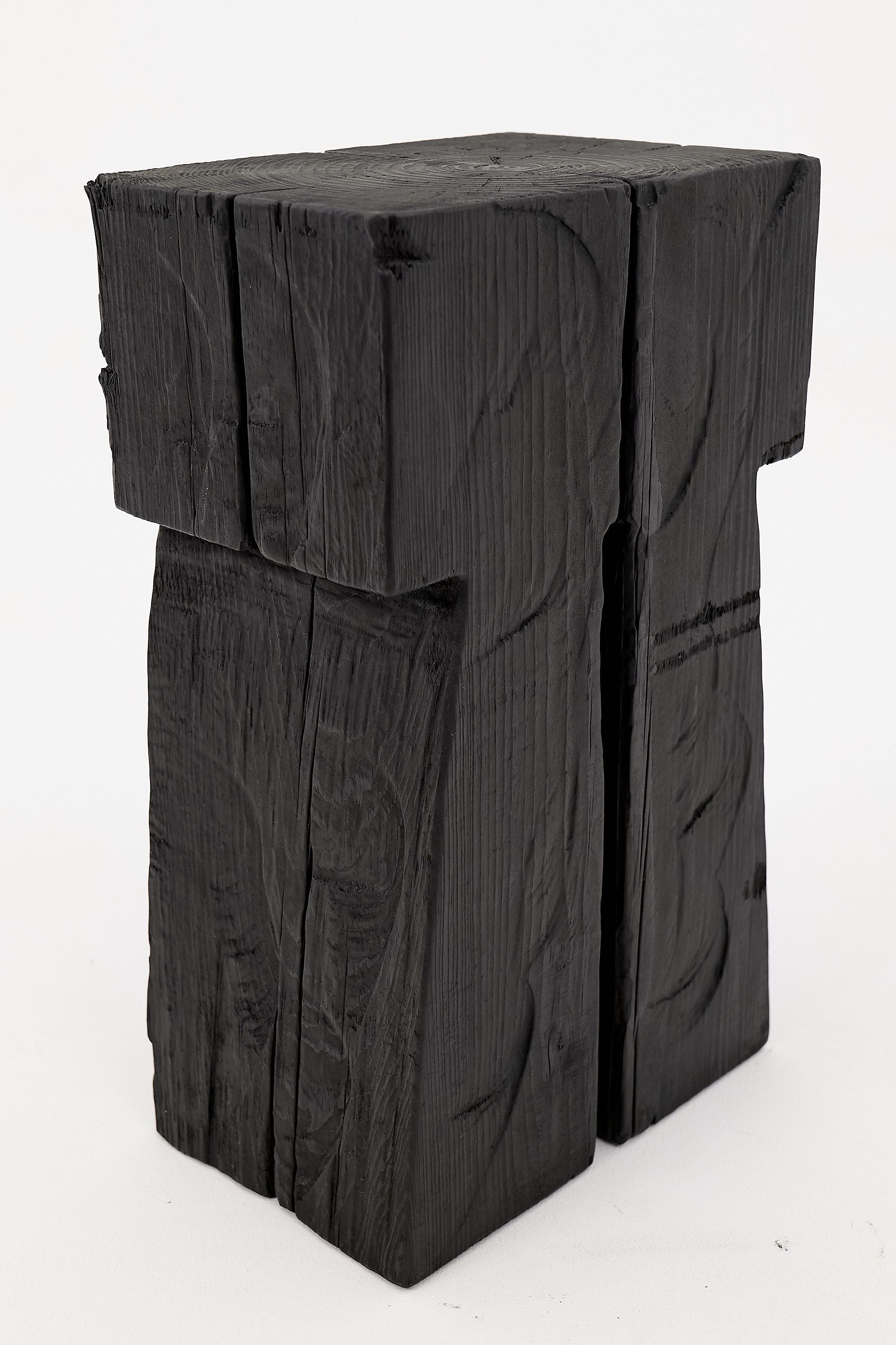 Sculptural Charred Wood Side Table in Solid Wood - image 8