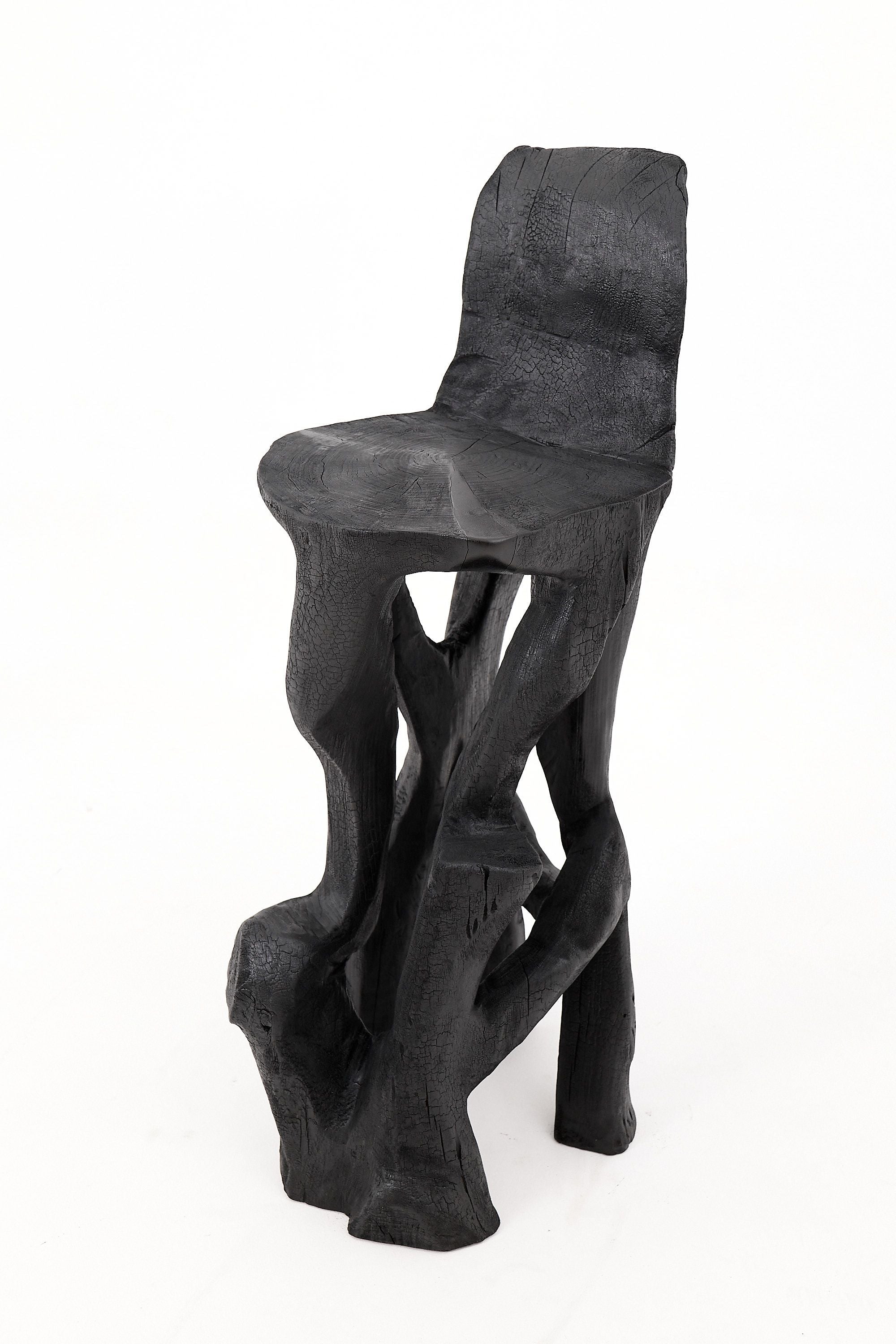 Makha, Solid Wood Sculptural Bar Chair, Original Contemporary Design, Logniture