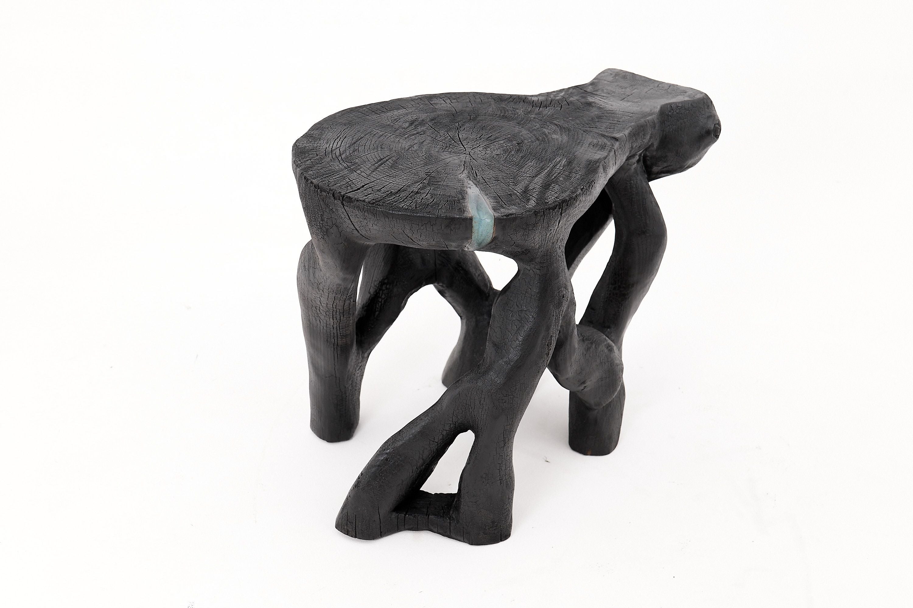 Rustic Sculptural Coffee Table, Burnt Black Wood, Carved, Unique, Logniture - image 10