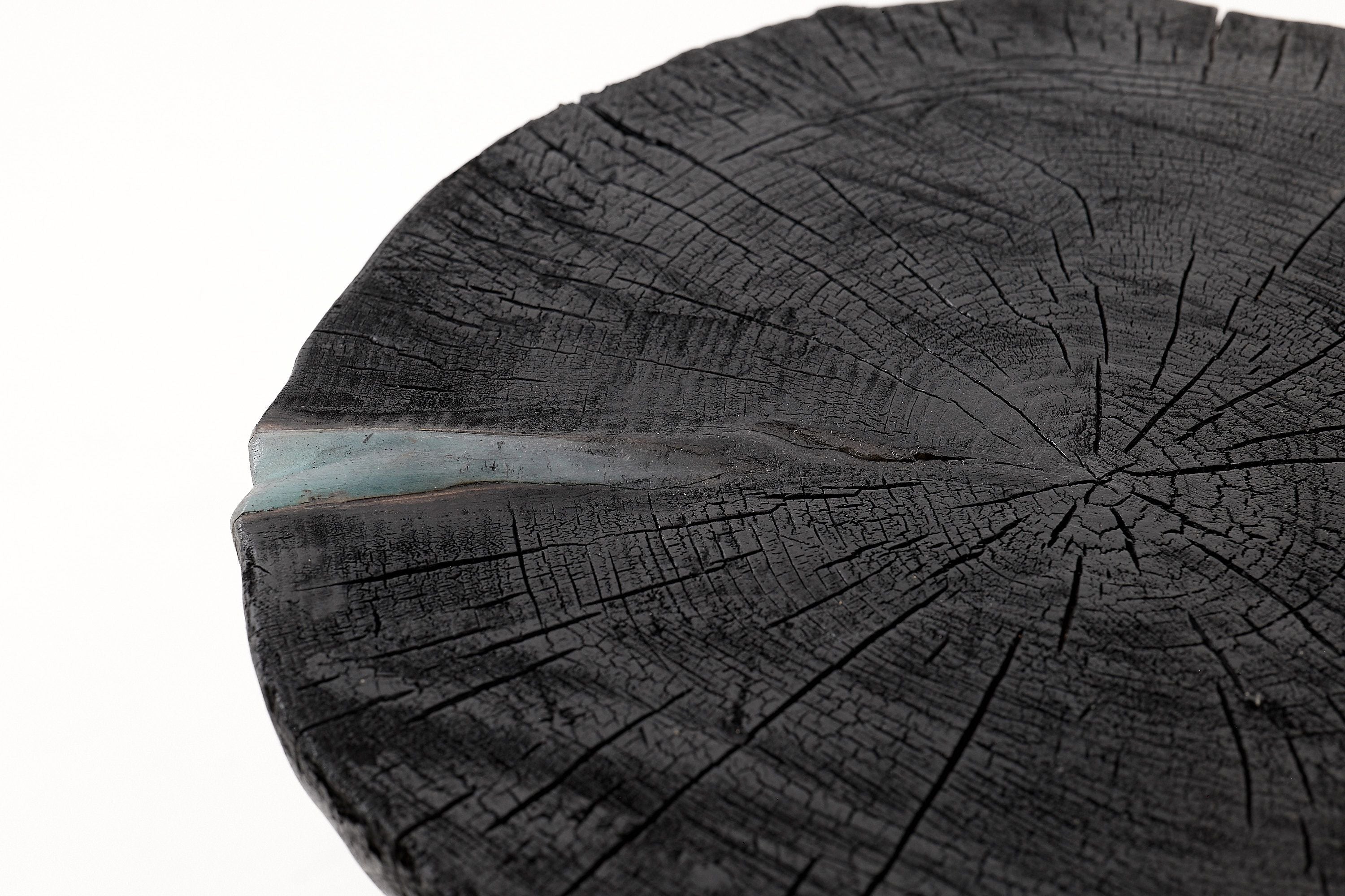 Rustic Sculptural Coffee Table, Burnt Black Wood, Carved, Unique, Logniture - image 13