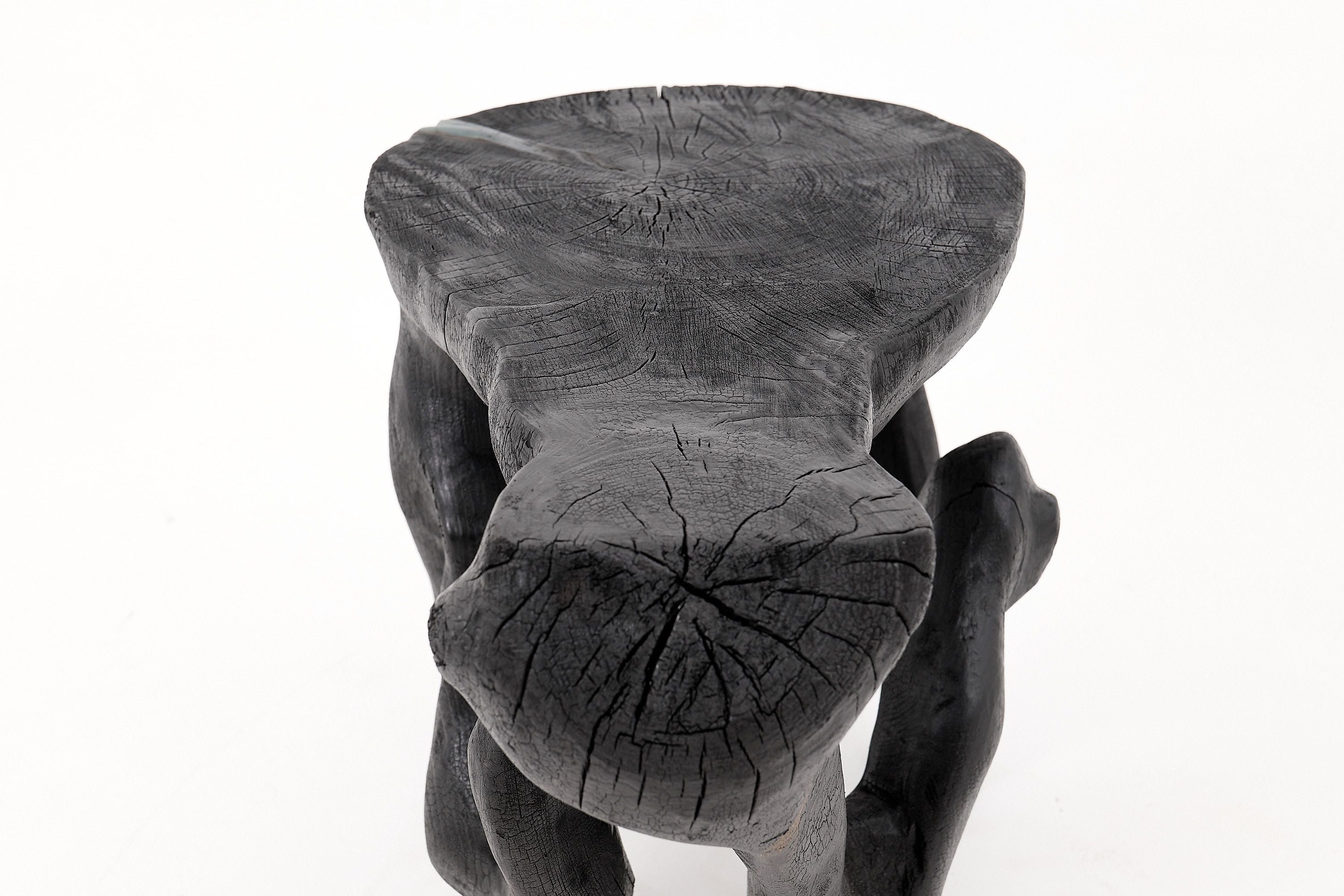 Rustic Sculptural Coffee Table, Burnt Black Wood, Carved, Unique, Logniture - image 17