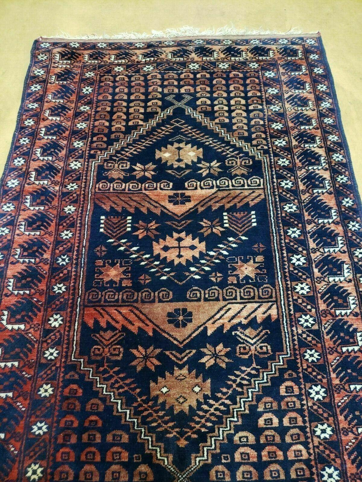 3' 4" X 5' 6" Vintage Handmade Pakistan Balouchi Balouch Tribal Wool Rug Nice - Jewel Rugs, view 5
