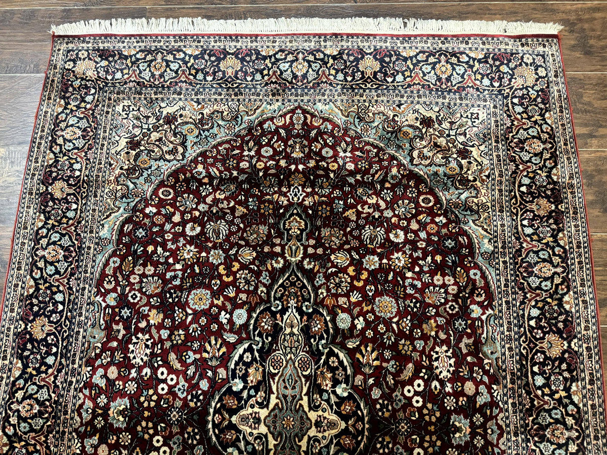 4x6 Silk Rug, Very Fine 650 KPSI, Silk Persian Carpet, Red, Floral Medallion, Sino Persian - Jewel Rugs, view 3