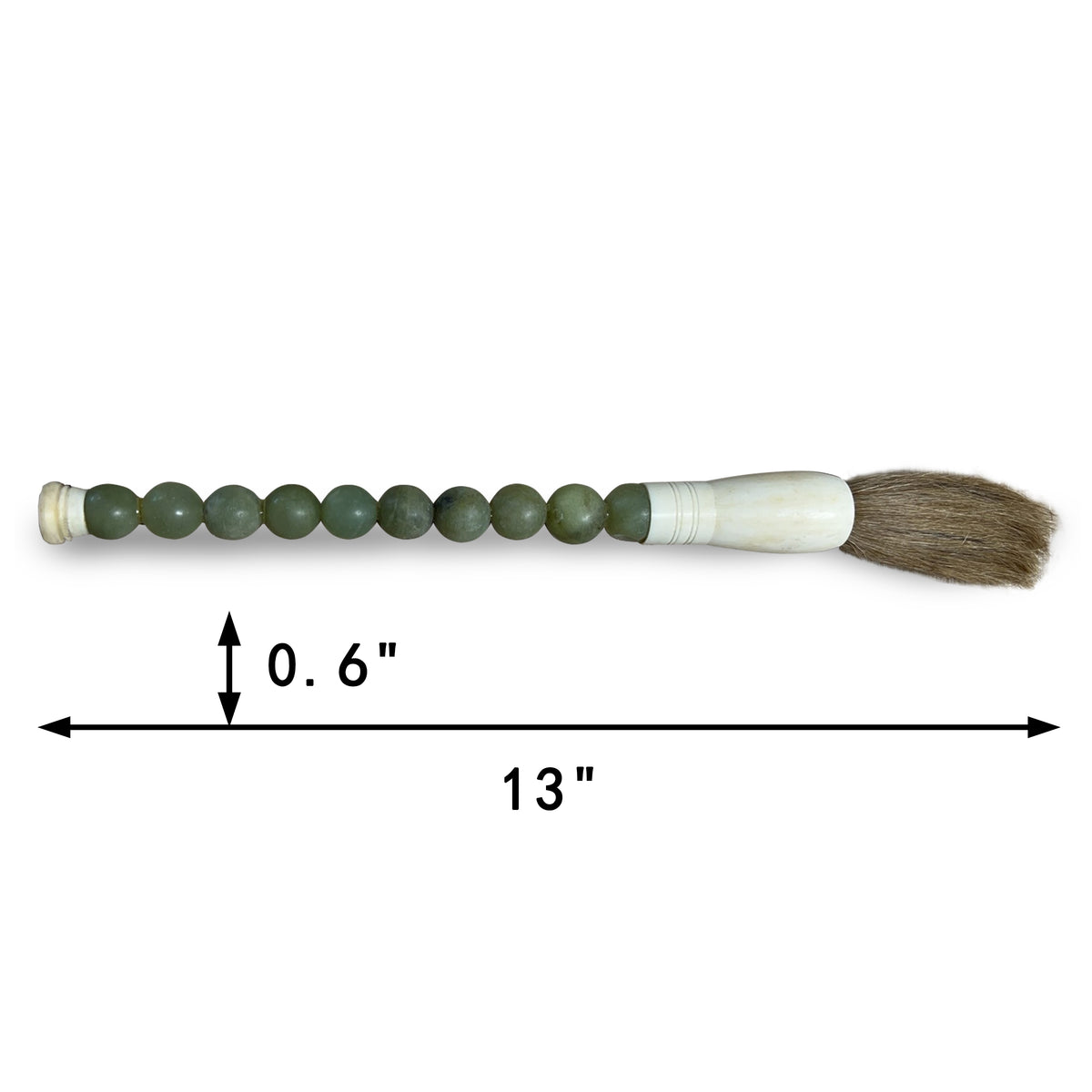 Approx. 13" Long Jade Bead Calligraphy Brush Neutral Green