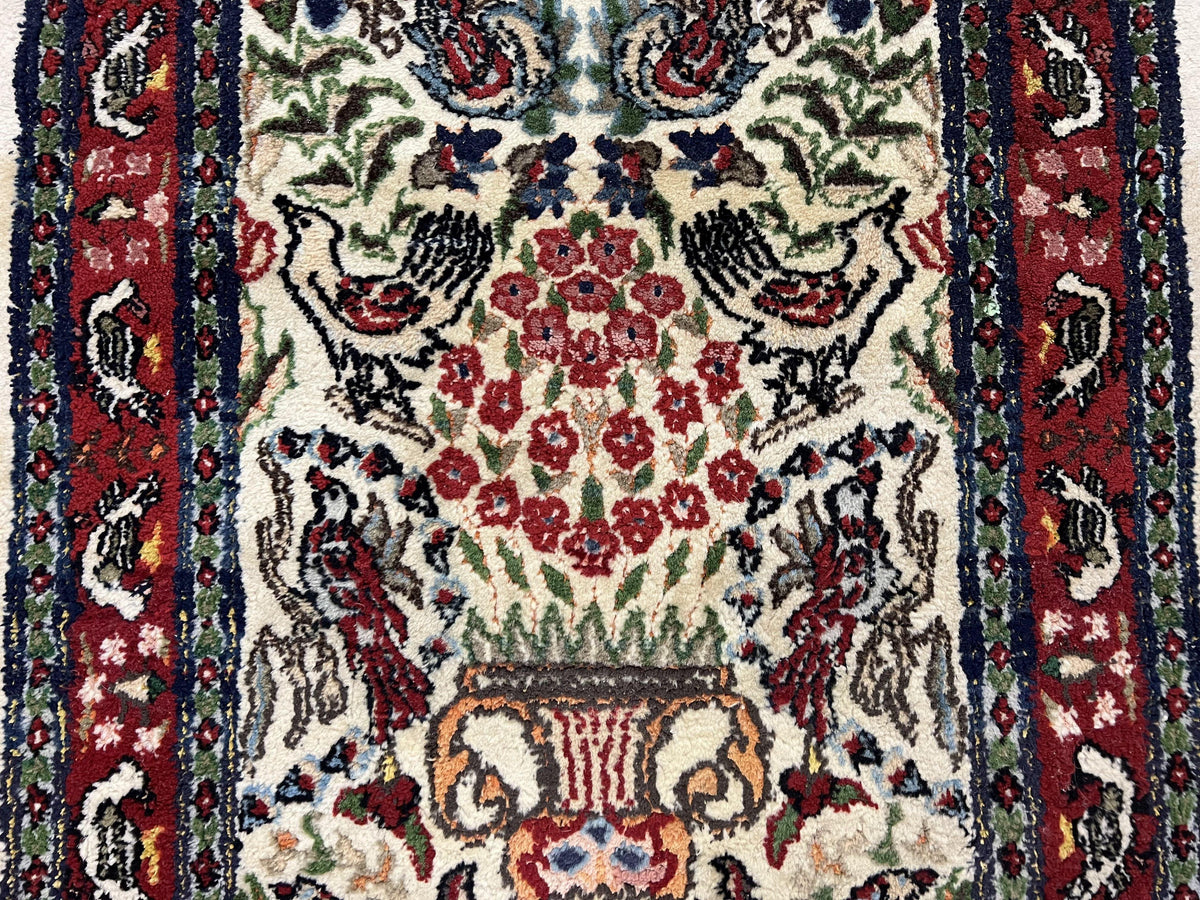 Small Indo Persian Rug 2x3 ft, Wool with Silk Highlights, Animal Pictorials, Birds - Jewel Rugs, view 12
