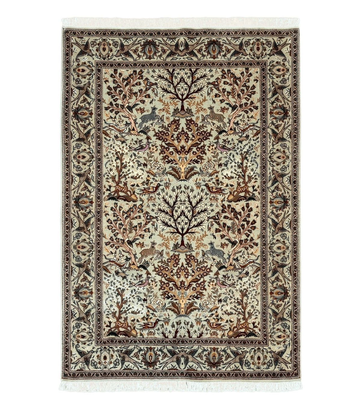 Wonderful Persian Tabriz Rug 3x5, Tree of Life, Animal Pictorials, Birds, Wool & Silk Highlights, Fine 330 KPSI - Jewel Rugs
