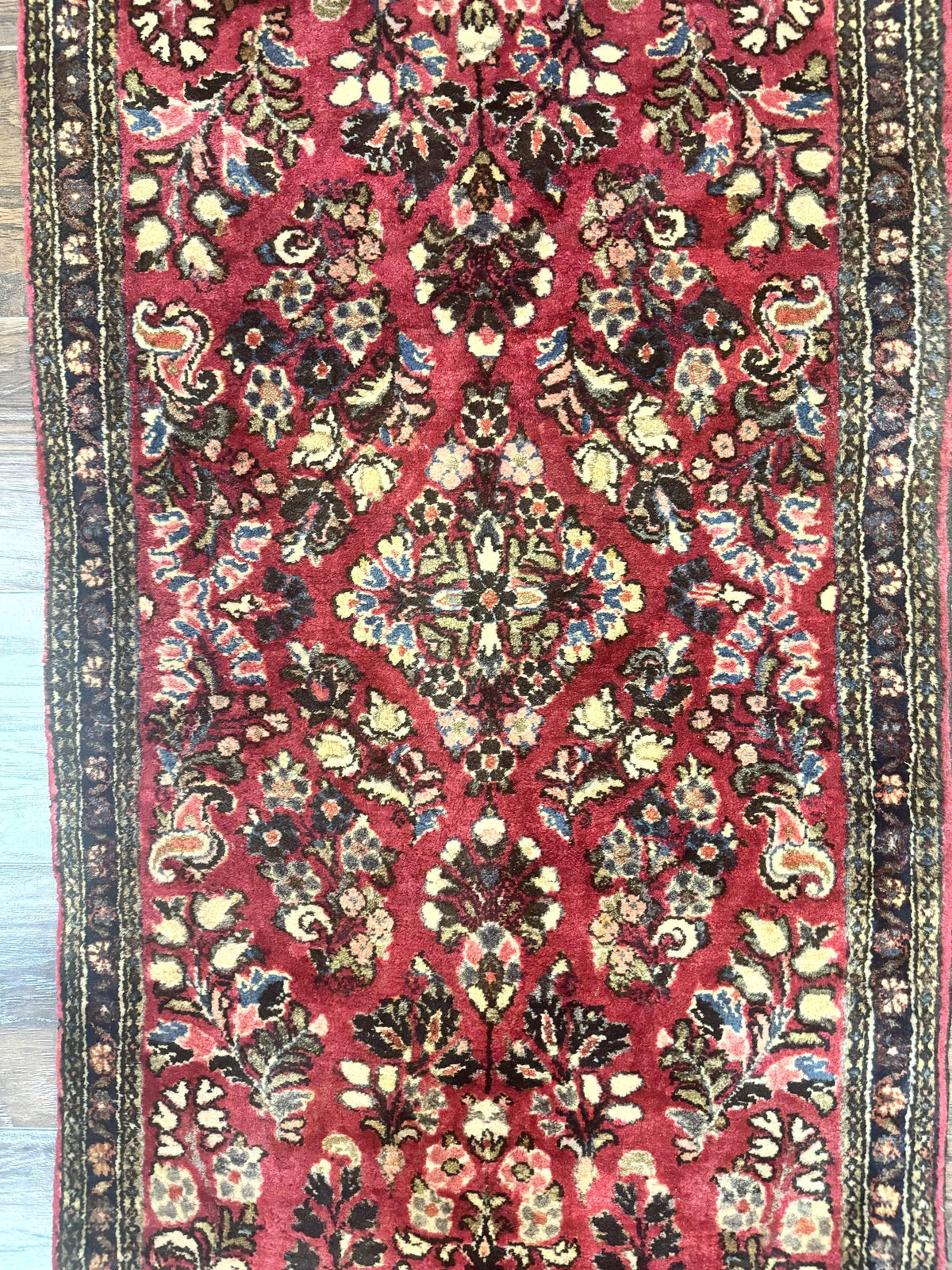 Small Persian Sarouk Rug 2x4, Floral, Red Hand Knotted Wool Traditional Oriental Carpet, Antique Persian Rug 2 x 4 - Jewel Rugs, view 8