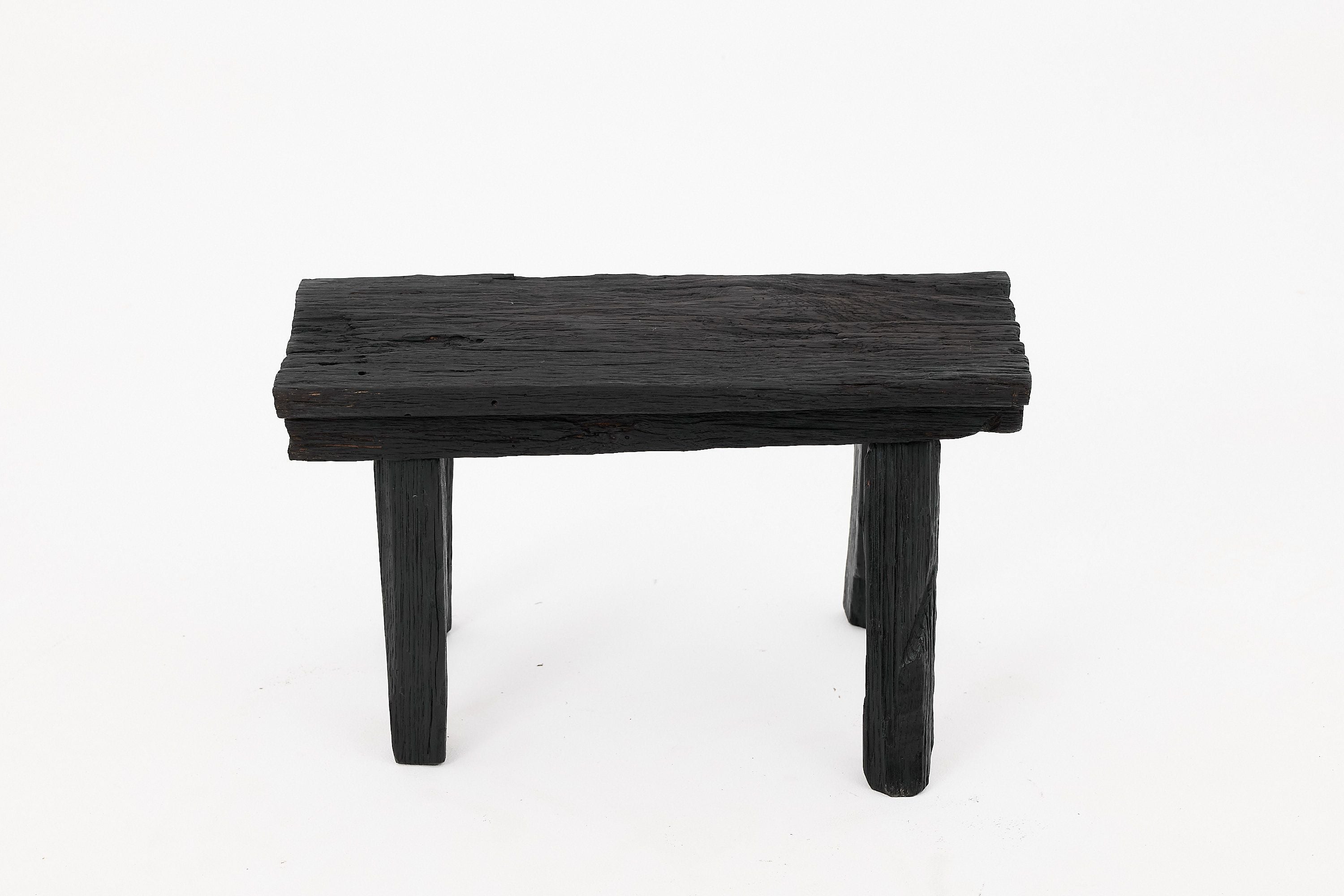 Rustic Blackened Wood stool with Raw Organic Form Indoor & Outdoor - image 12