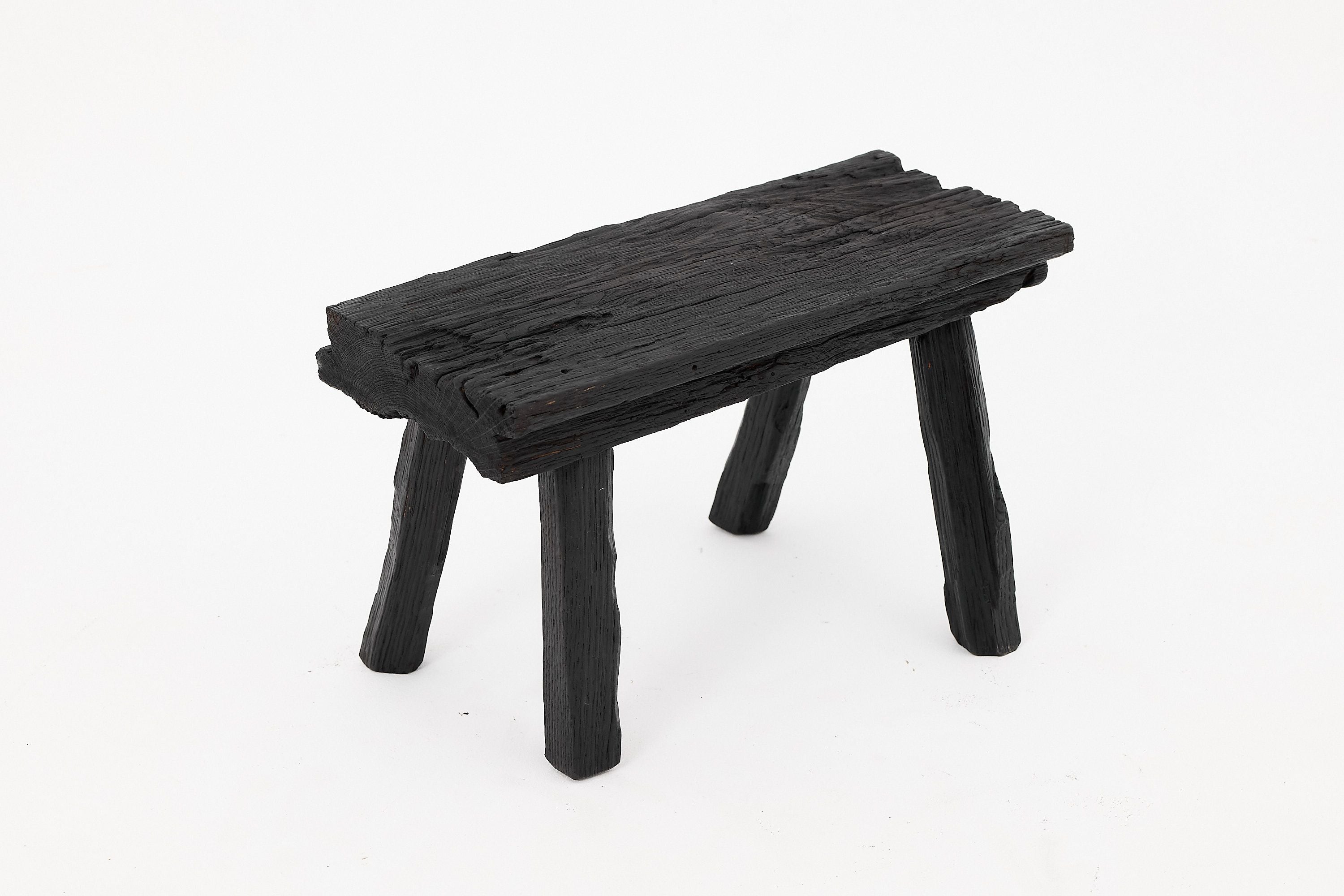 Rustic Blackened Wood stool with Raw Organic Form Indoor & Outdoor - image 10