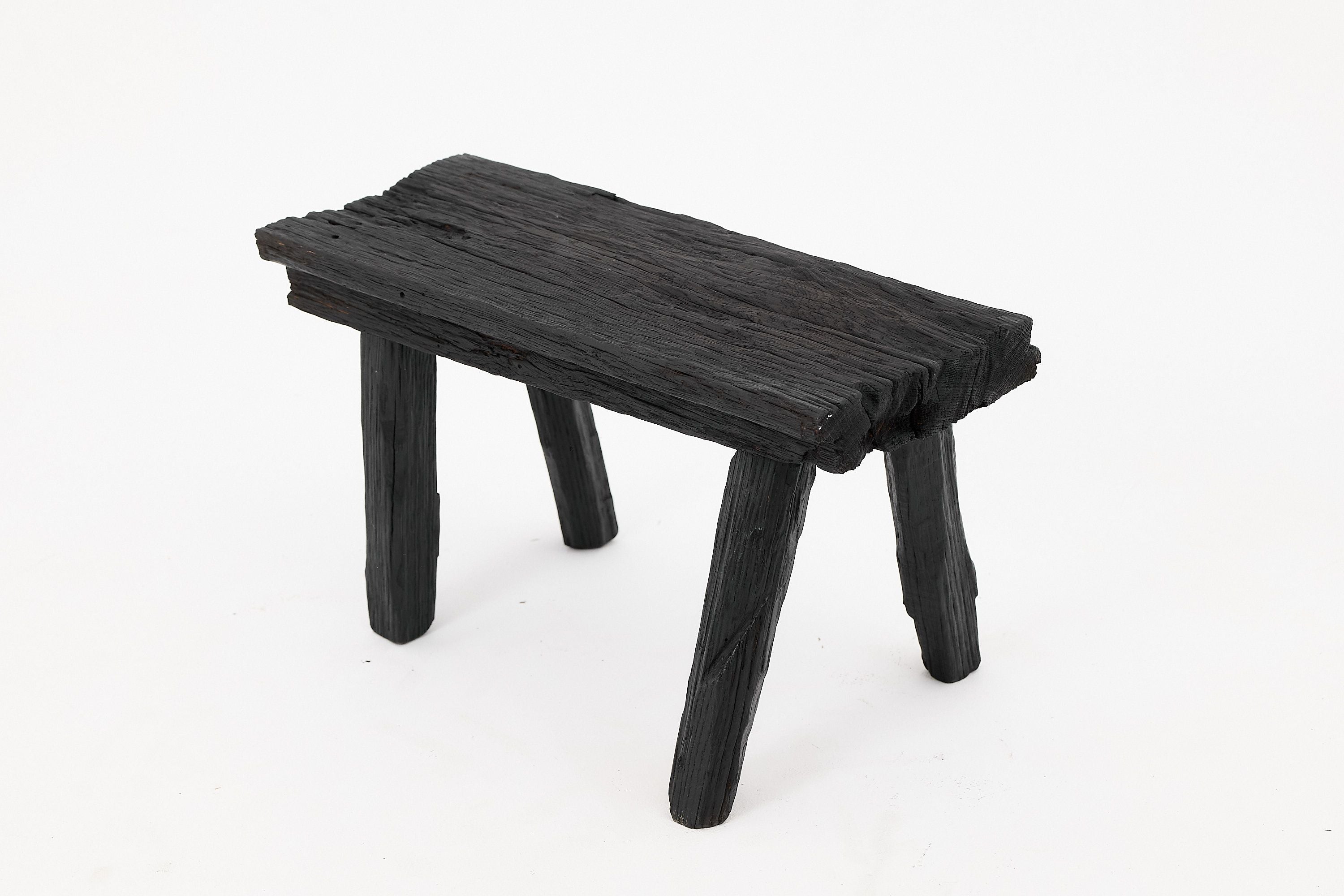 Rustic Blackened Wood stool with Raw Organic Form Indoor & Outdoor - image 13
