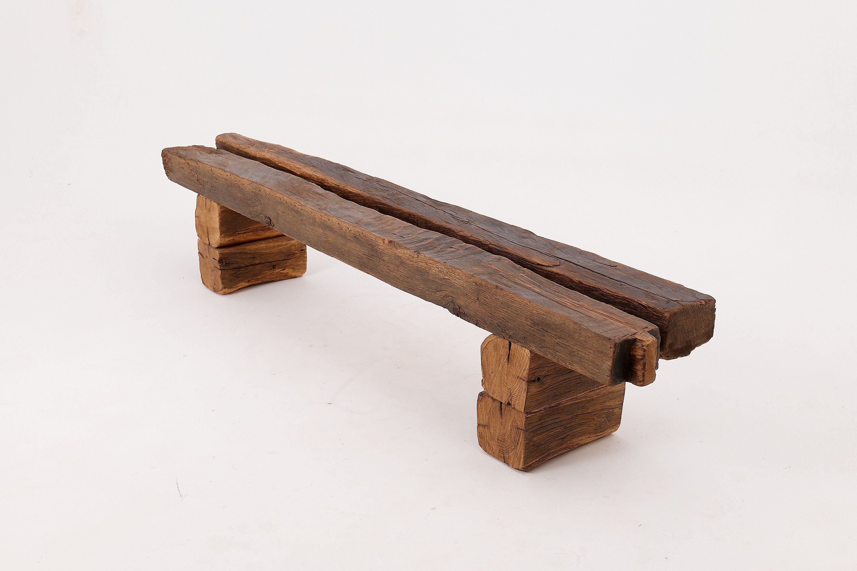 XXL Reclaimed Oak Wood Brutalist Bench, Natural and Eco Friendly - image 6