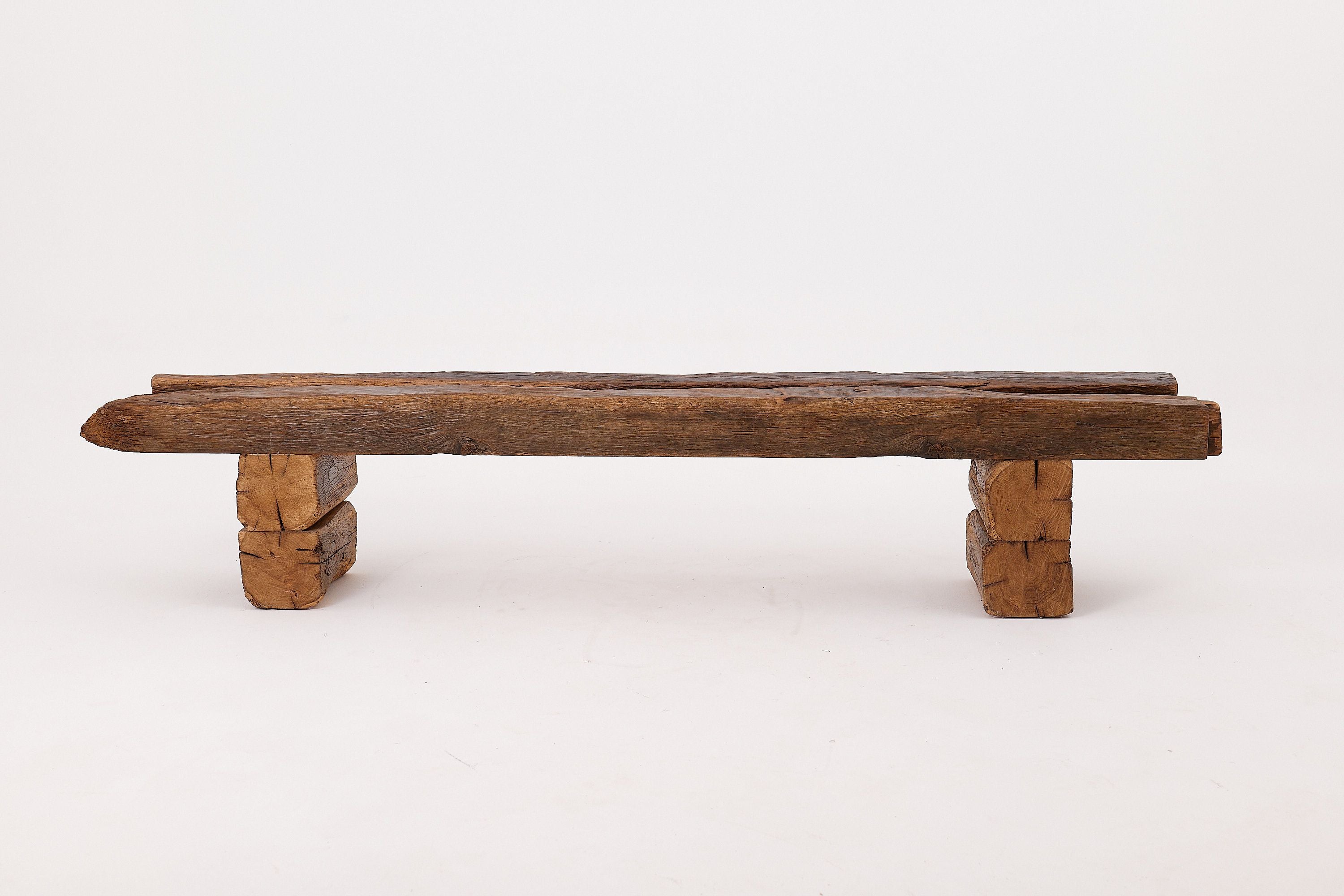 XXL Reclaimed Oak Wood Brutalist Bench, Natural and Eco Friendly - image 3