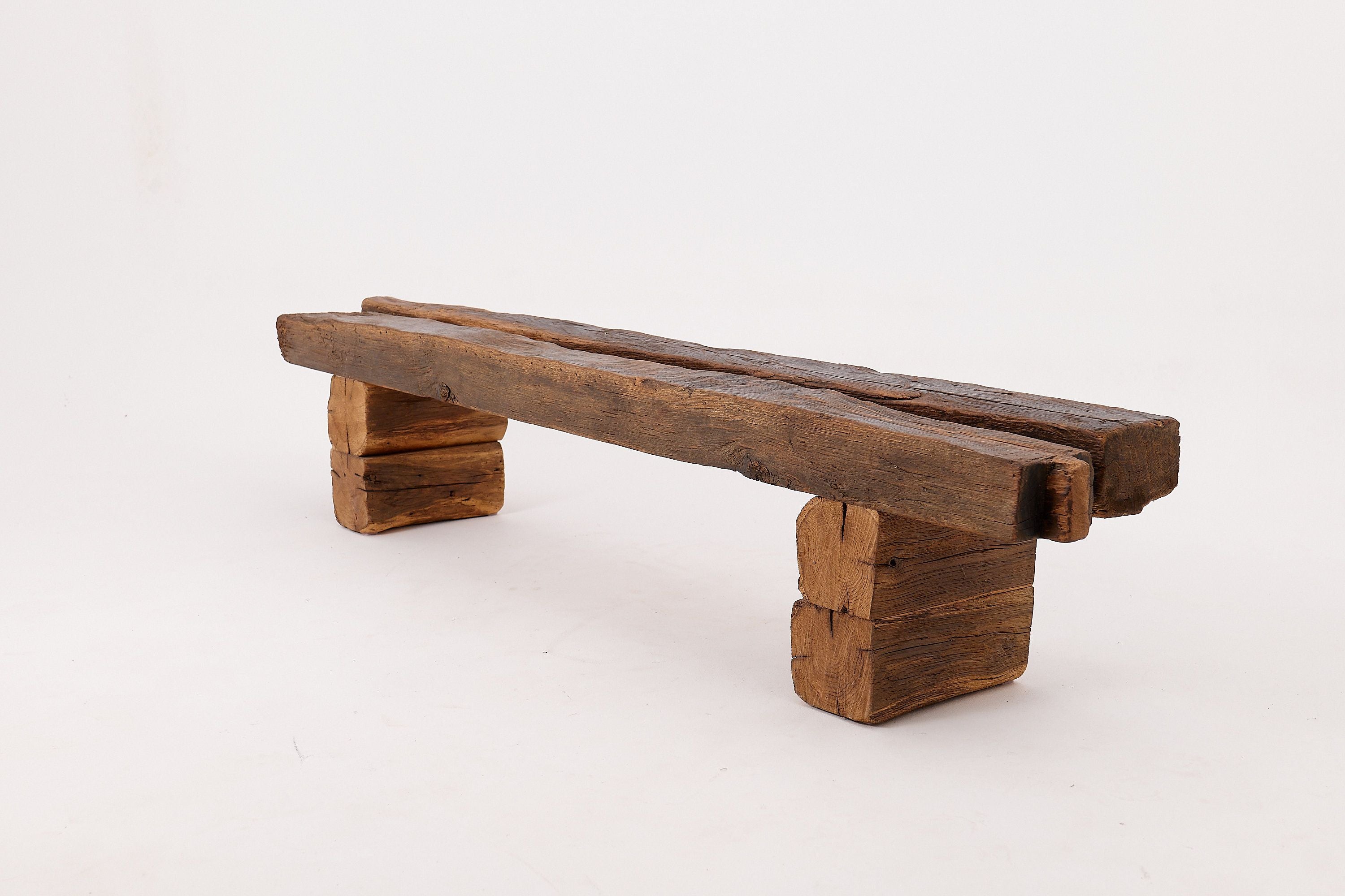 XXL Reclaimed Oak Wood Brutalist Bench, Natural and Eco Friendly - image 5