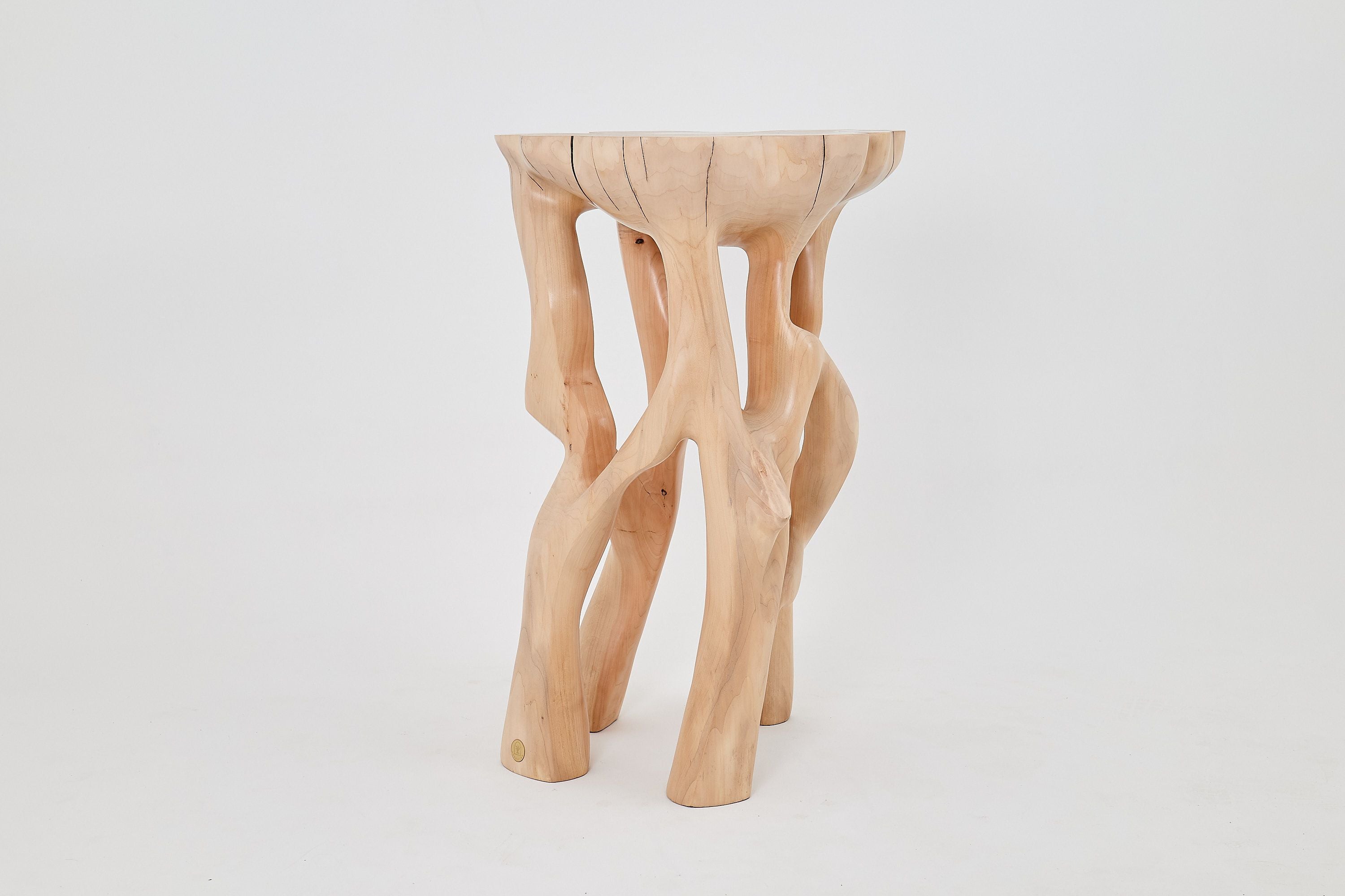 Solid Wood Sculptural Side Table, Original Contemporary Design - image 2