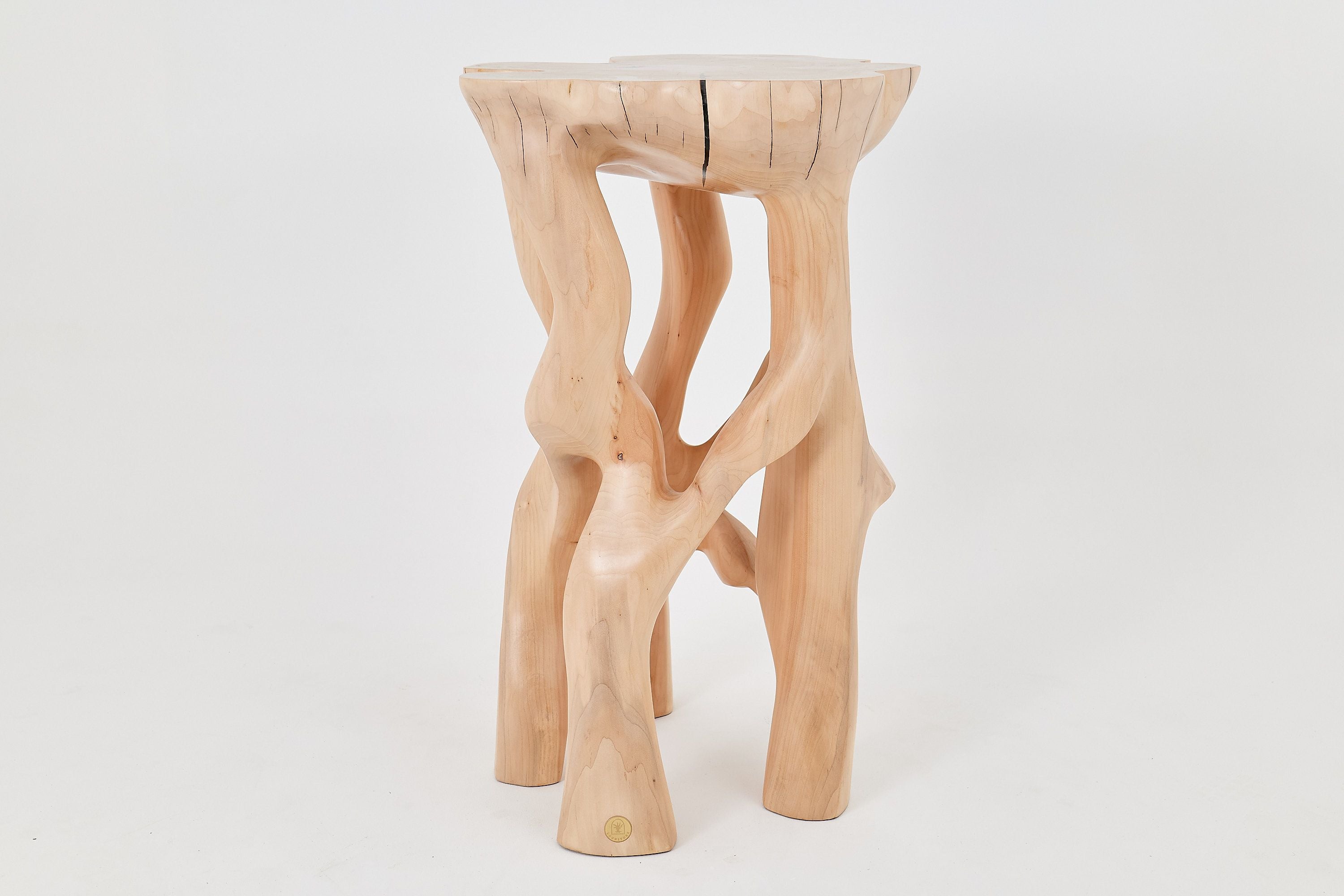 Solid Wood Sculptural Side Table, Original Contemporary Design - image 16