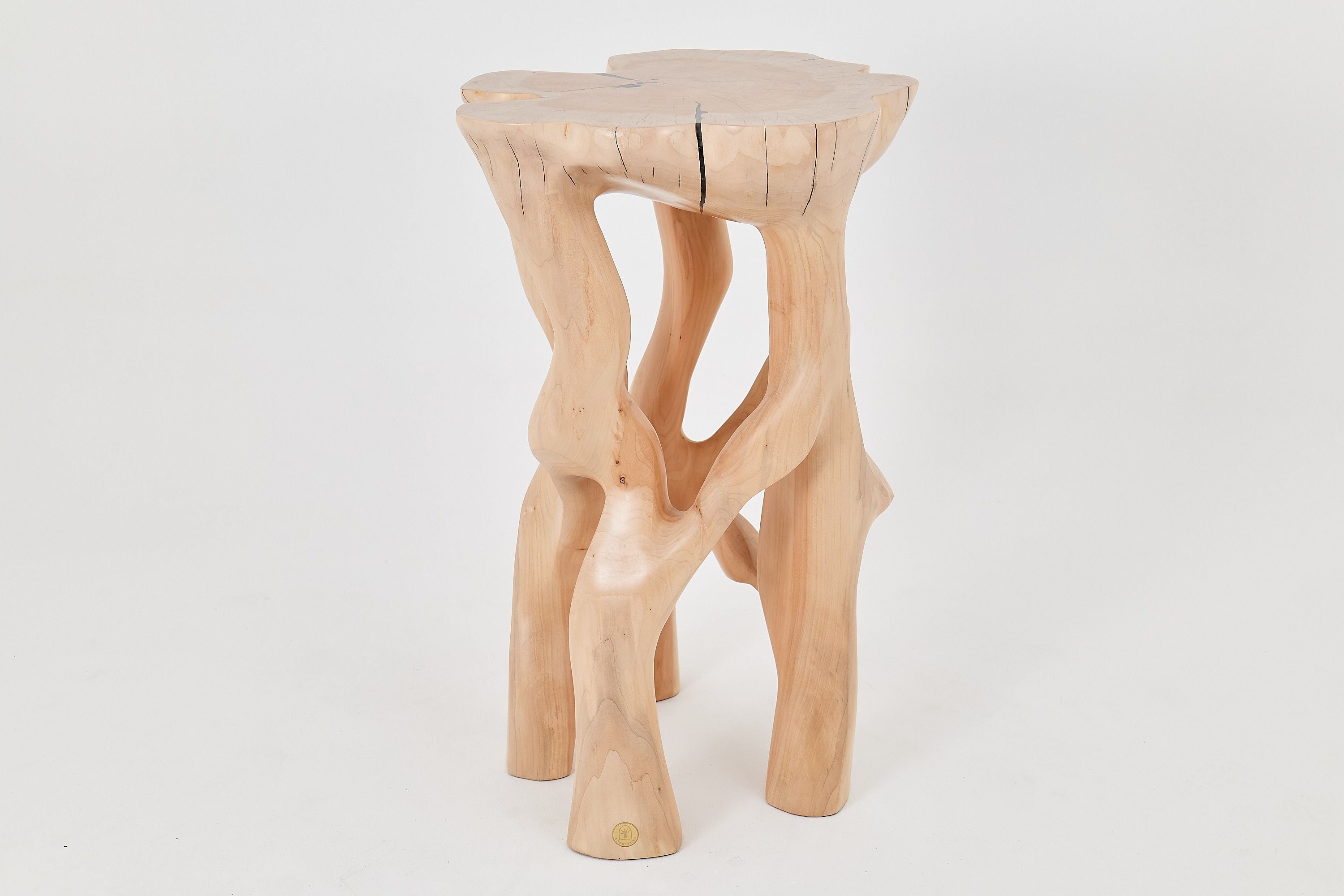 Solid Wood Sculptural Side Table, Original Contemporary Design - image 17