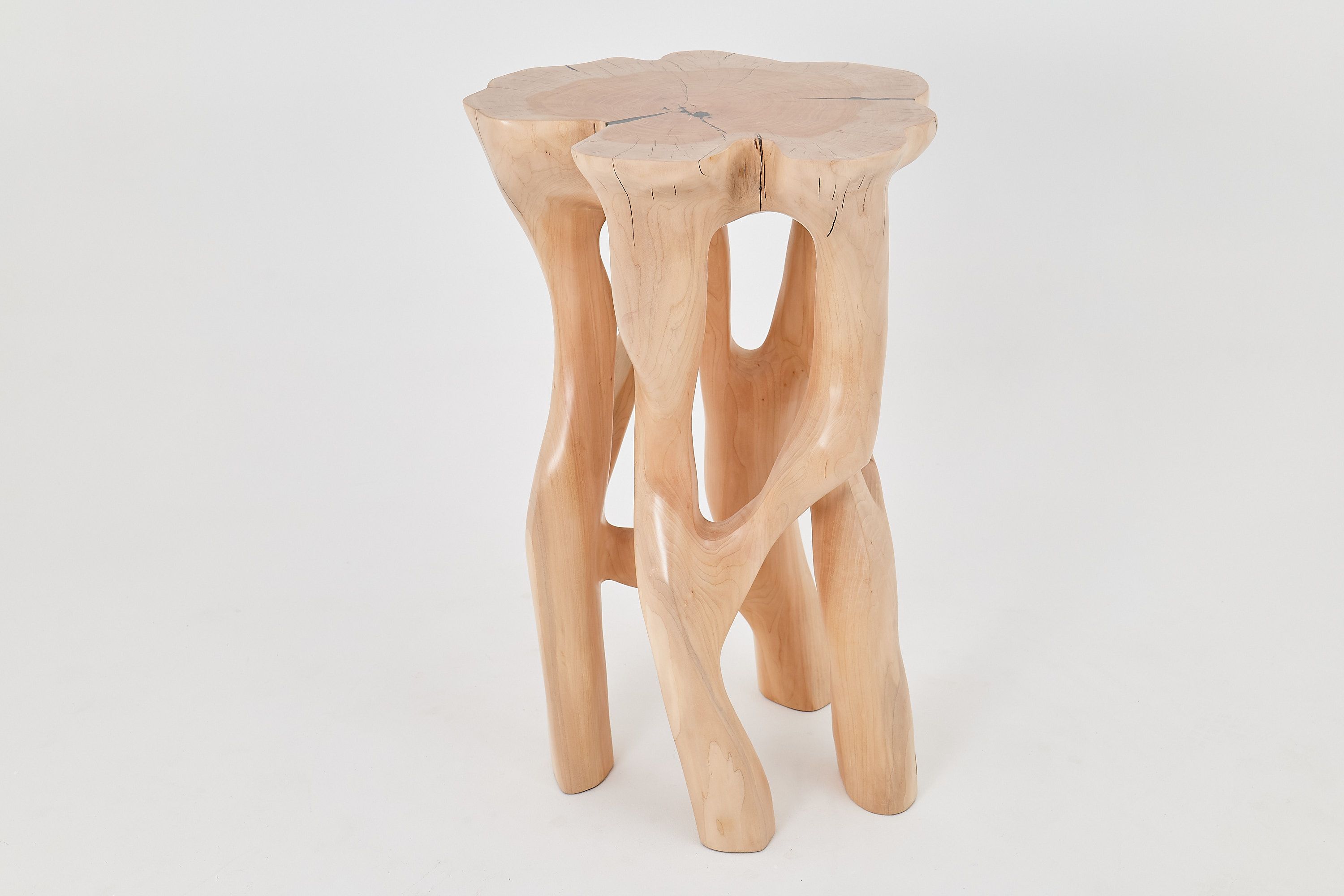 Solid Wood Sculptural Side Table, Original Contemporary Design - image 11