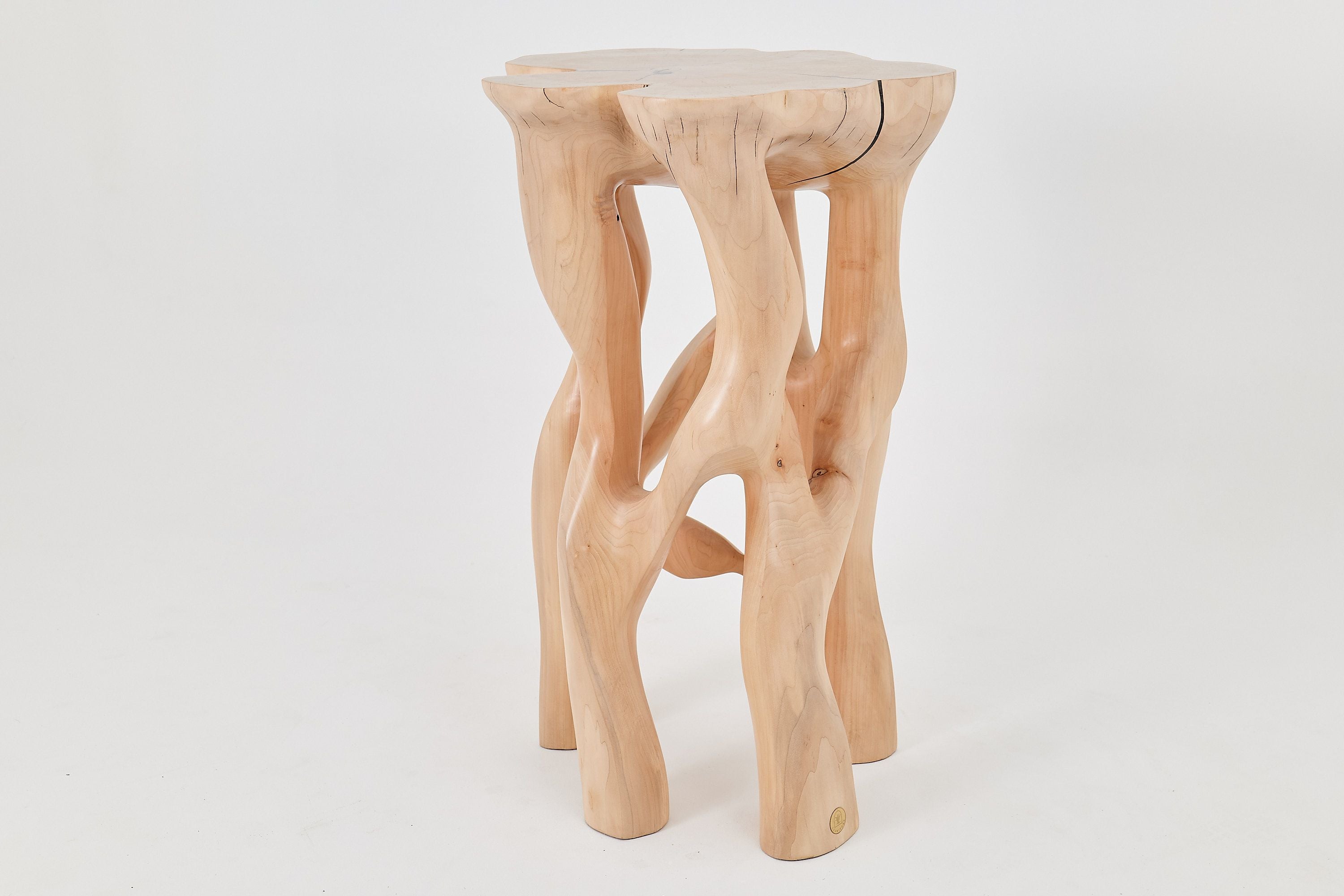 Solid Wood Sculptural Side Table, Original Contemporary Design - image 13