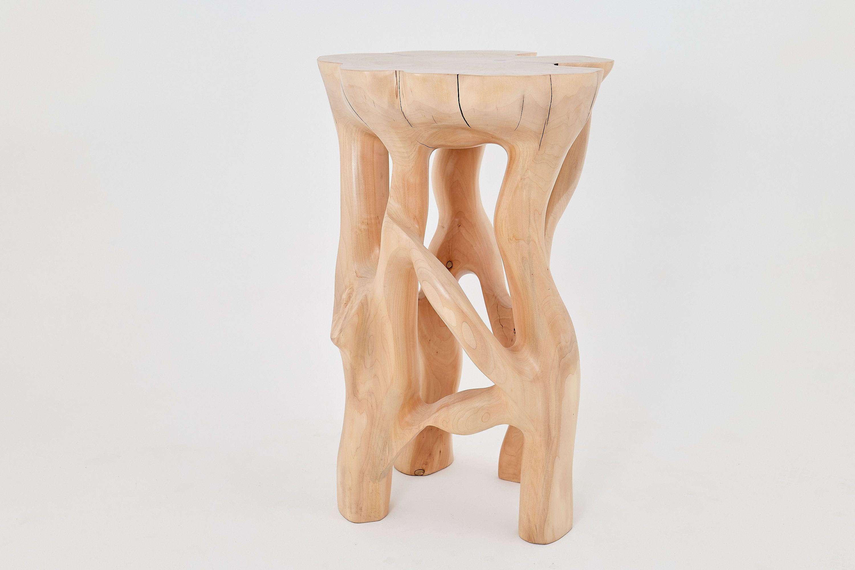 Solid Wood Sculptural Side Table, Original Contemporary Design - image 5