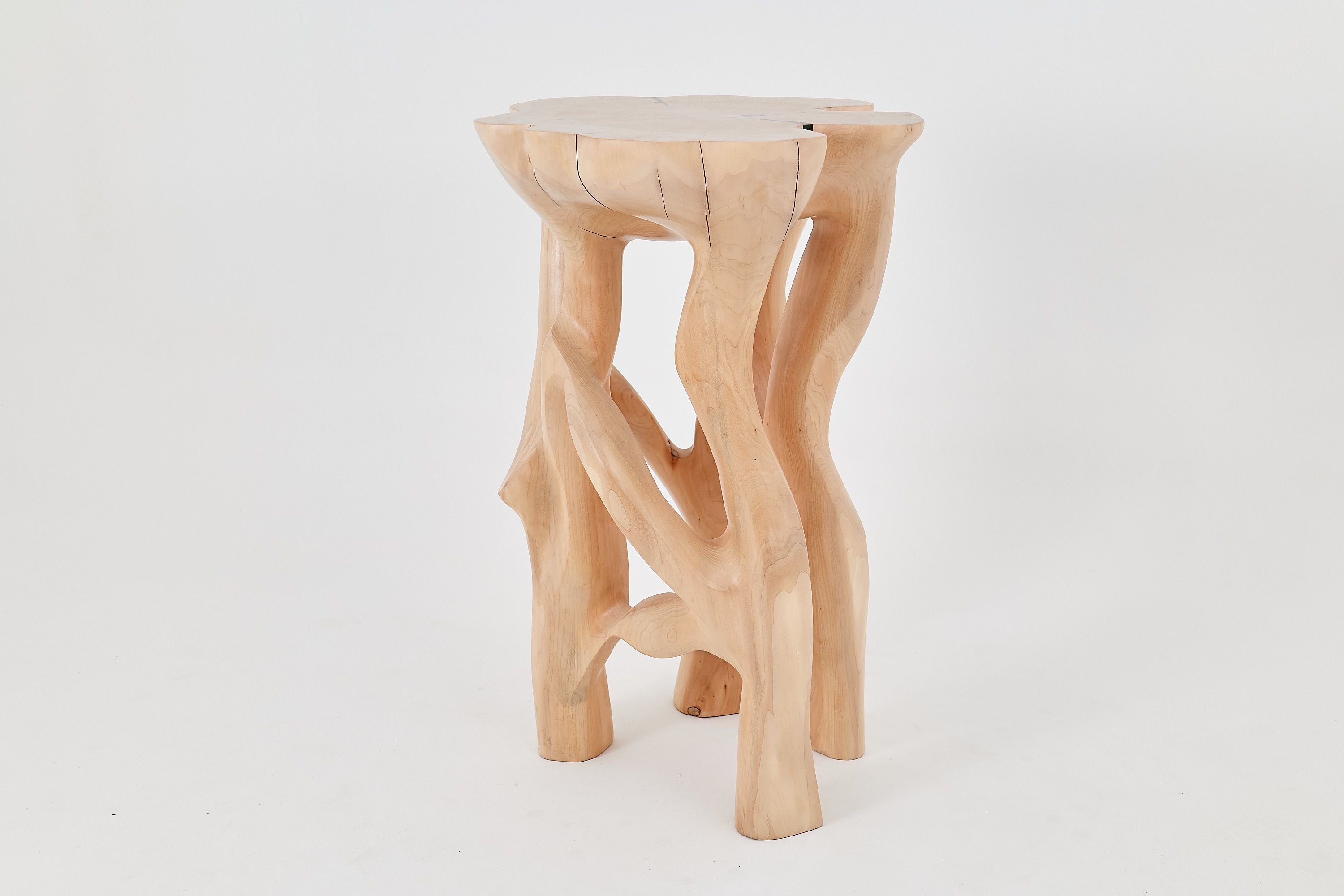 Solid Wood Sculptural Side Table, Original Contemporary Design - image 7