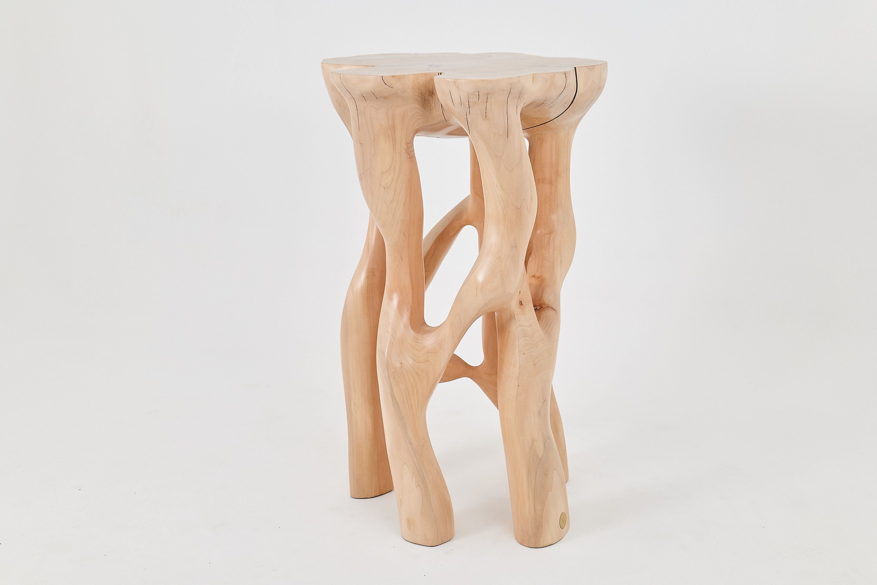 Solid Wood Sculptural Side Table, Original Contemporary Design - image 12