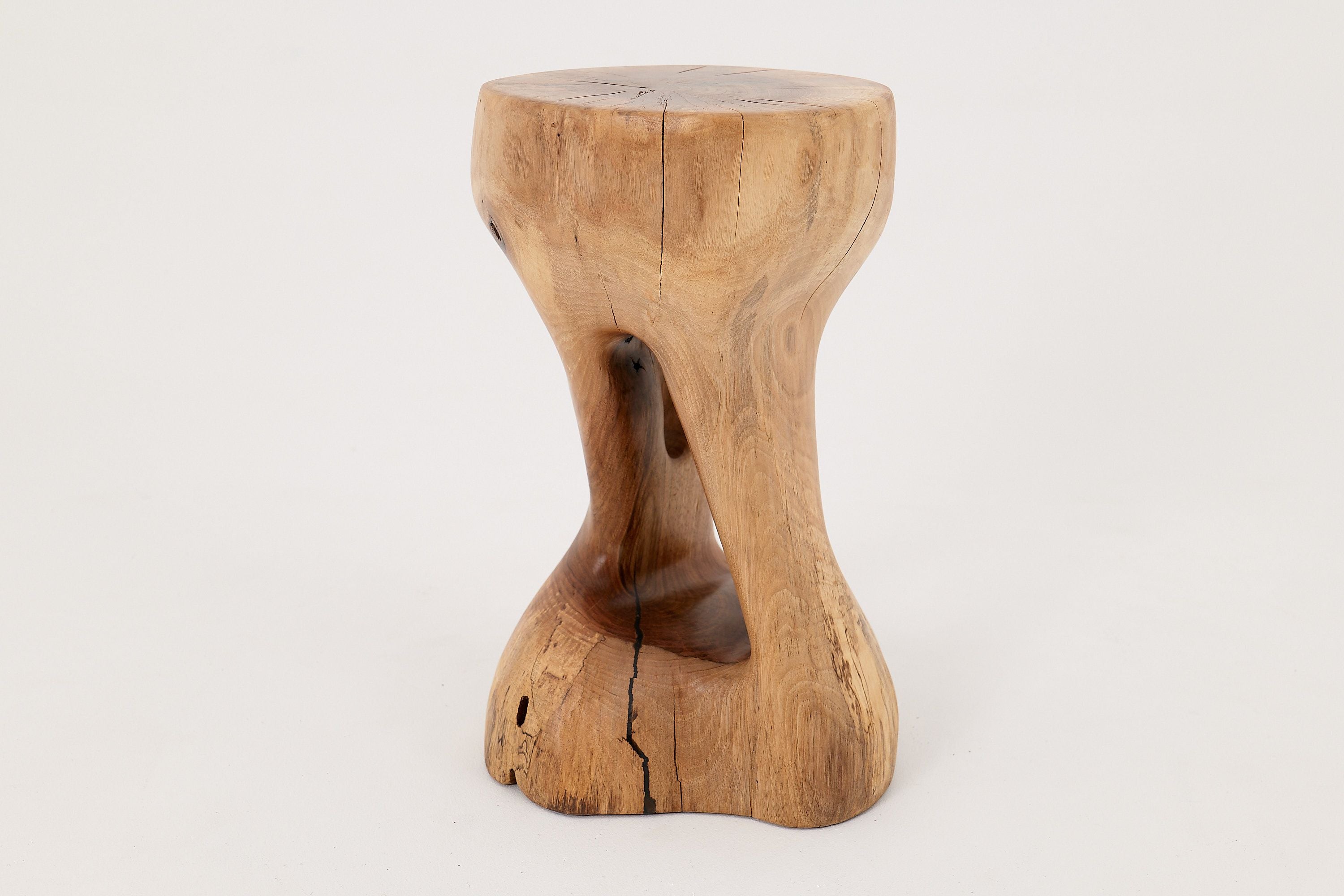 Walnut Solid Wood Sculptural Side Table, Original Contemporary Design - image 2