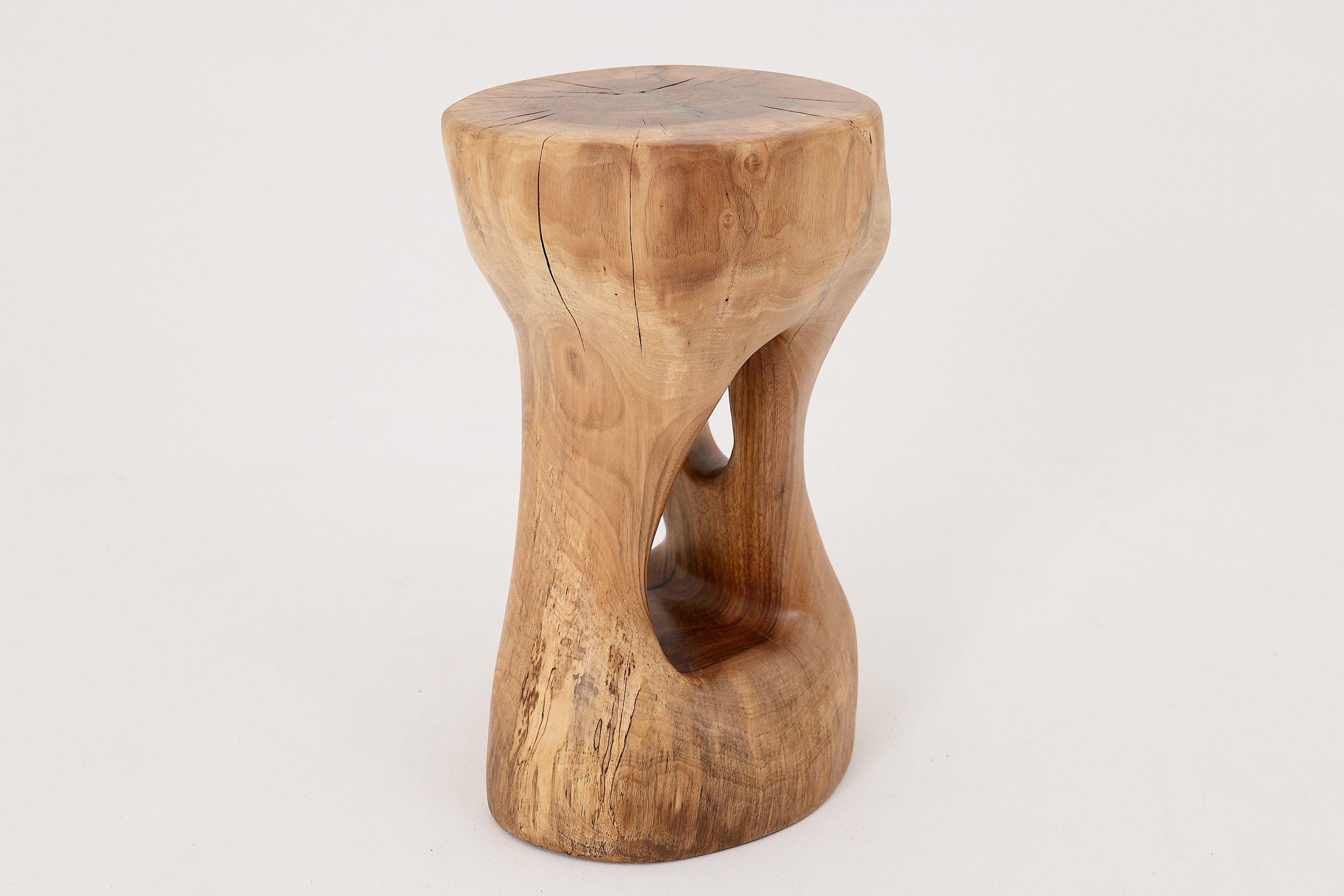Walnut Solid Wood Sculptural Side Table, Original Contemporary Design - image 5