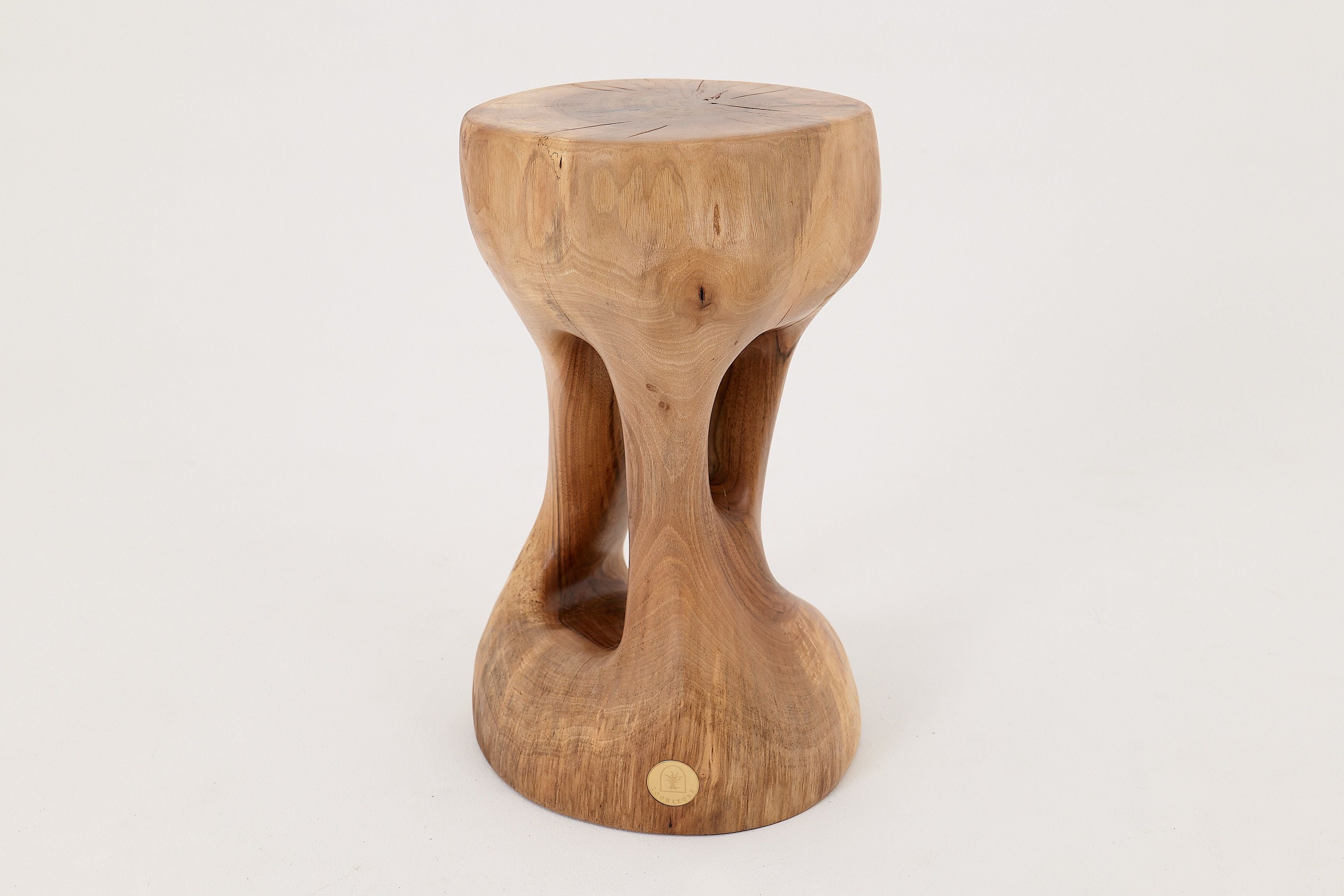 Walnut Solid Wood Sculptural Side Table, Original Contemporary Design - image 9