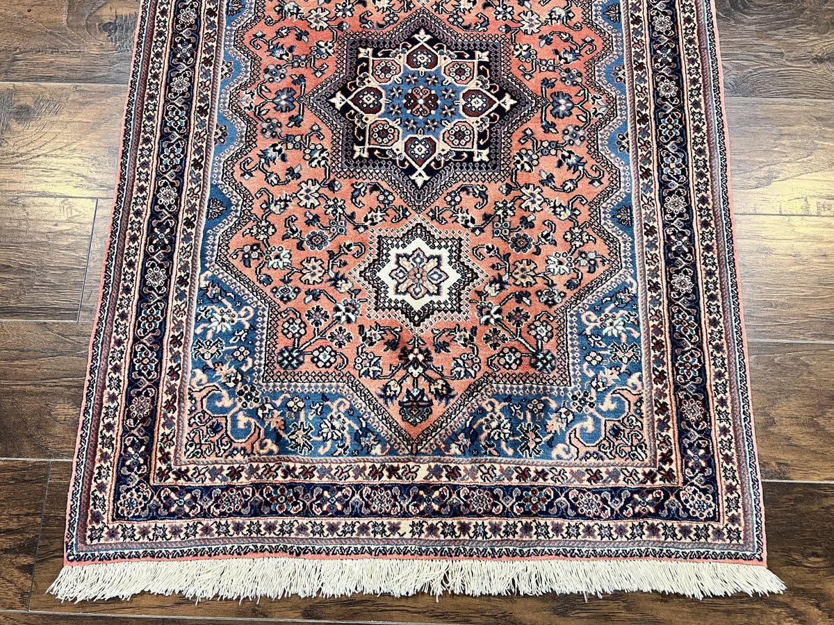 Persian Shiraz Rug 3x5, Geometric Tribal Rug, Wool Hand Knotted Vintage Carpet, Light Red & Blue, Signed by Masterweaver - Jewel Rugs, view 13