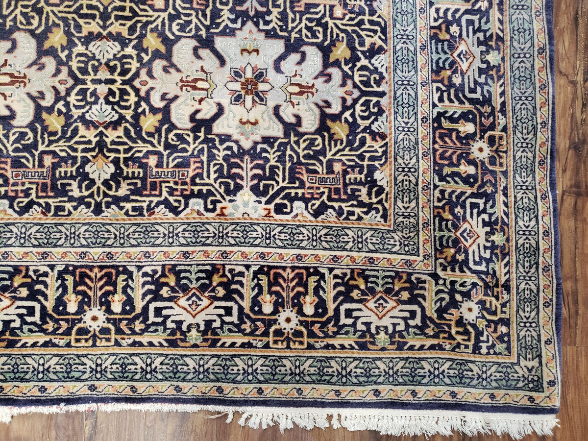 Navy Blue Persian Kashan Rug, Hand-Knotted, Wool, 4' 8" x 7' 4", Pair B - Jewel Rugs, view 12