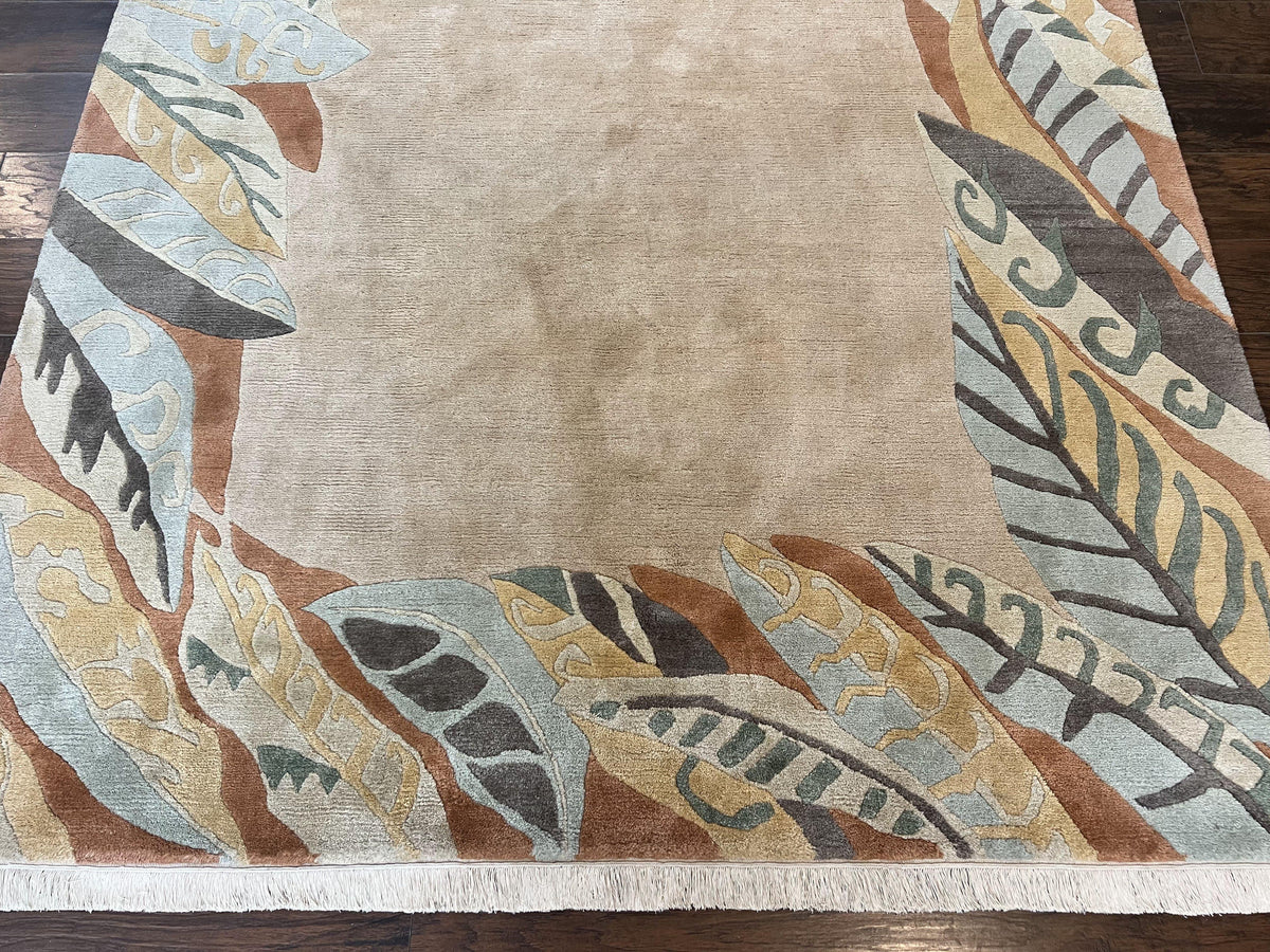 Modern Tibetan Rug 7x10, Soft Wool, Tufenkian Style Carpet, Tibet Nepali Rug, Open Field, Handmade Wool Rug - Jewel Rugs, view 6